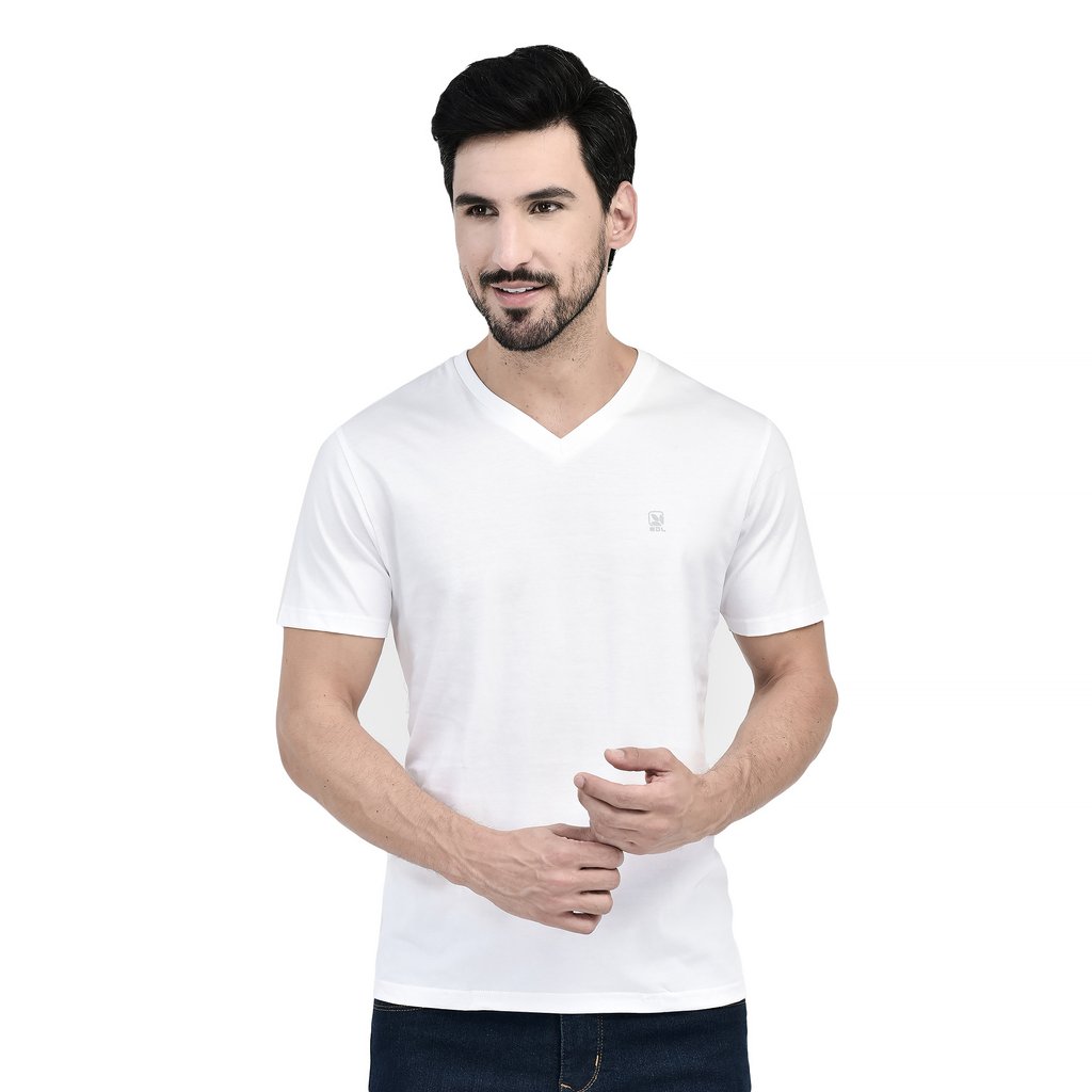 White V-Neck T-shirt for Men