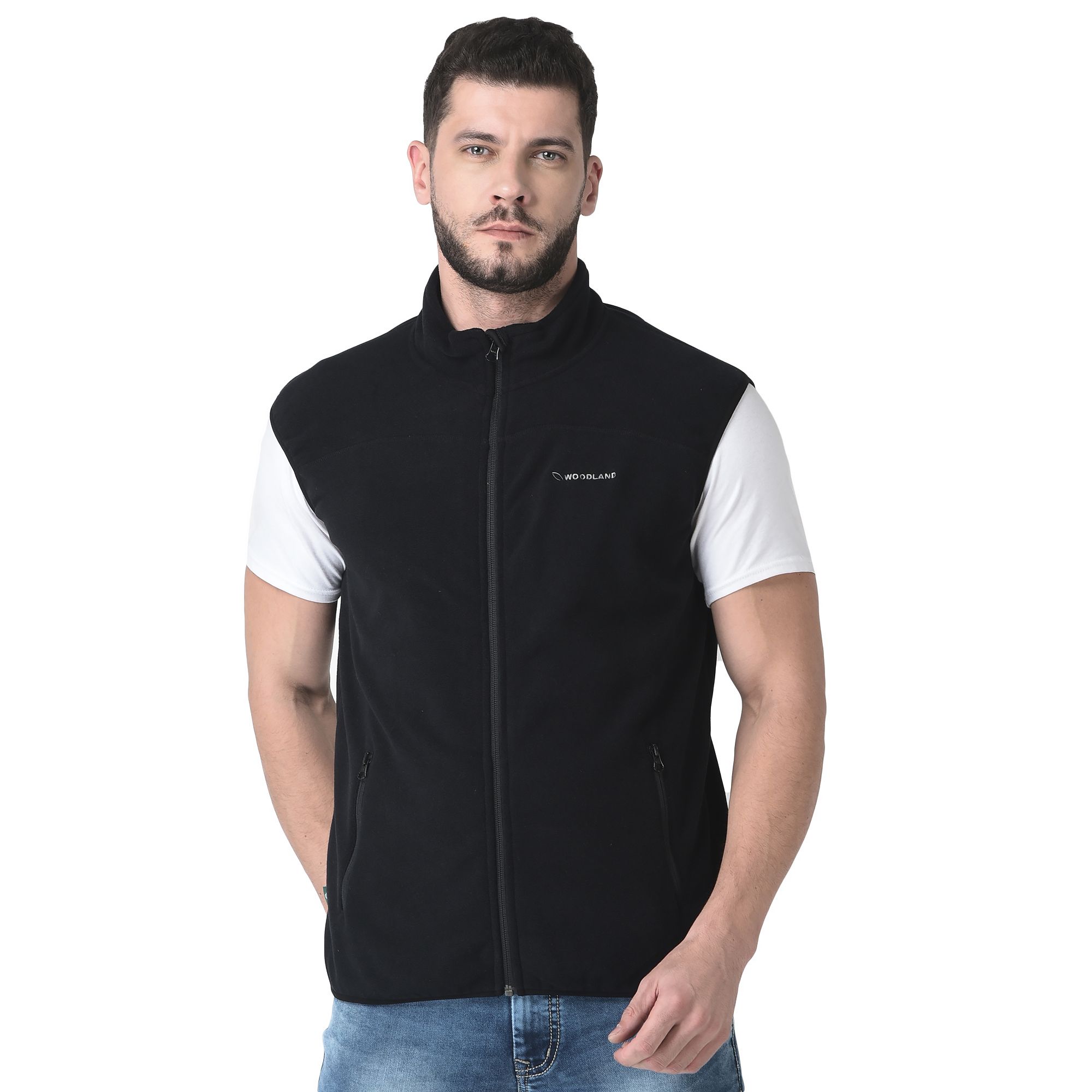 Black sleeveless jacket for Men