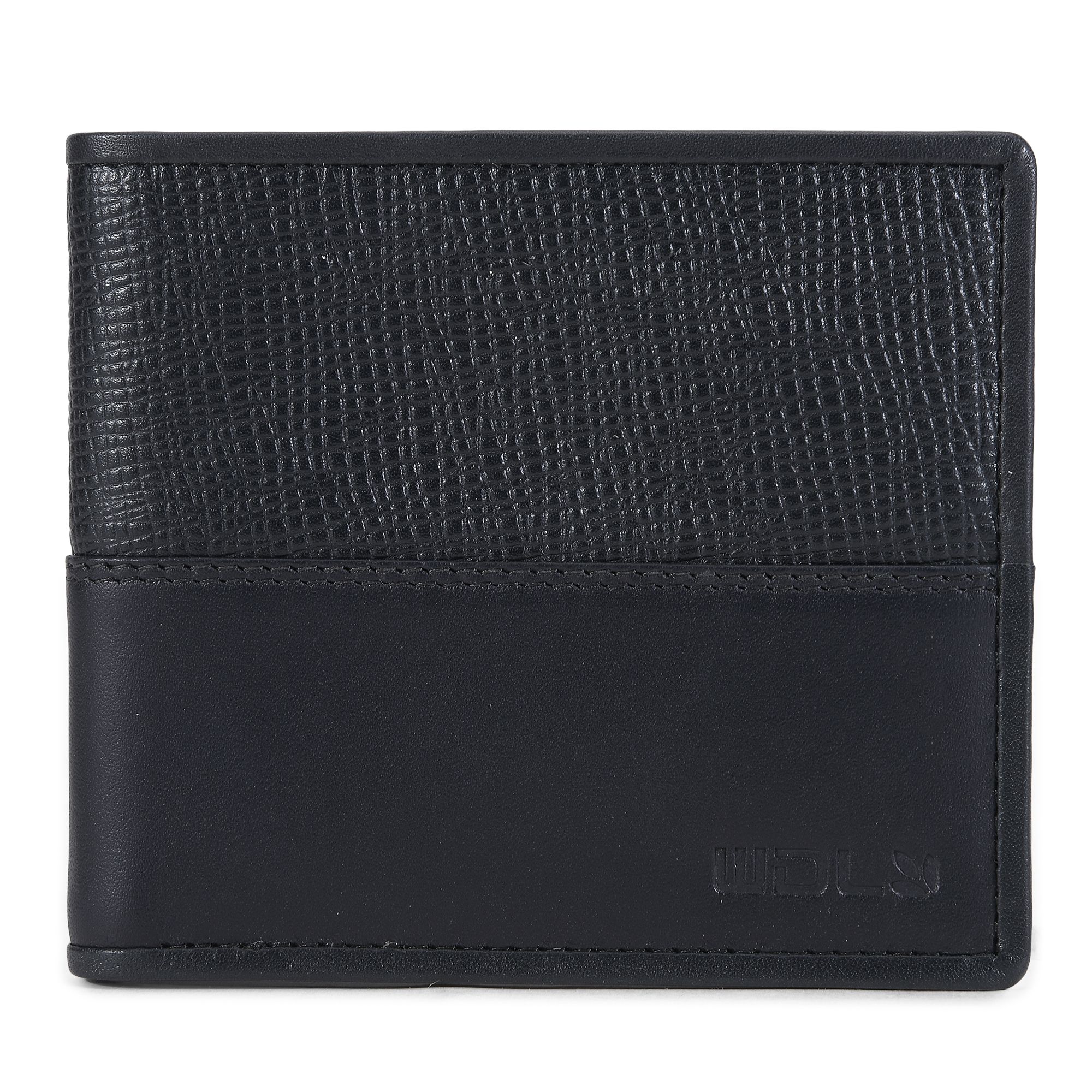 Black bifold leather wallet for men