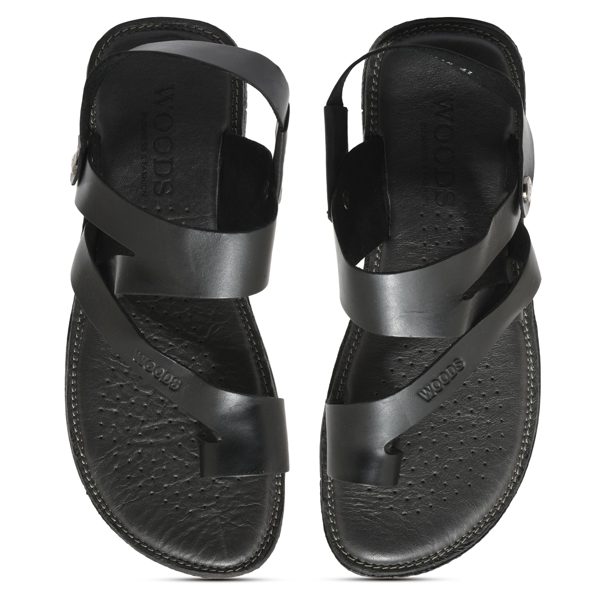 Black leather sandal for men
