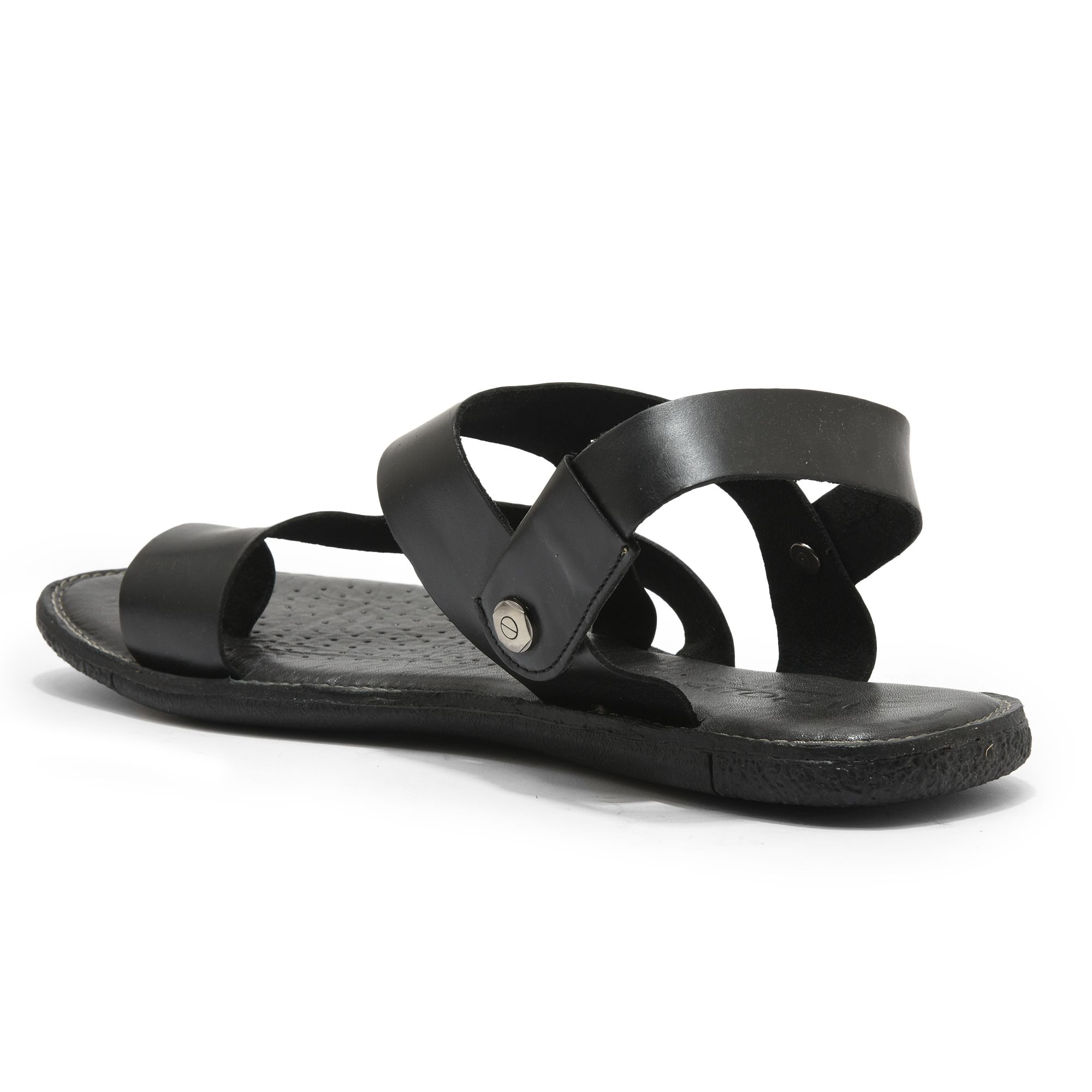 Black leather sandal for men