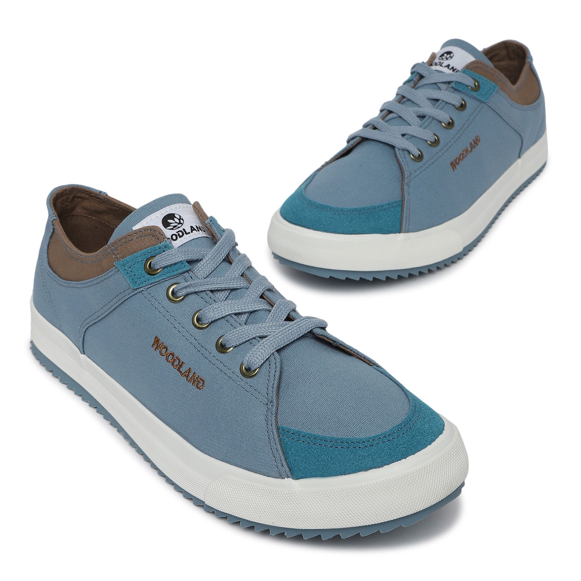 Blue canvas outlet trainers