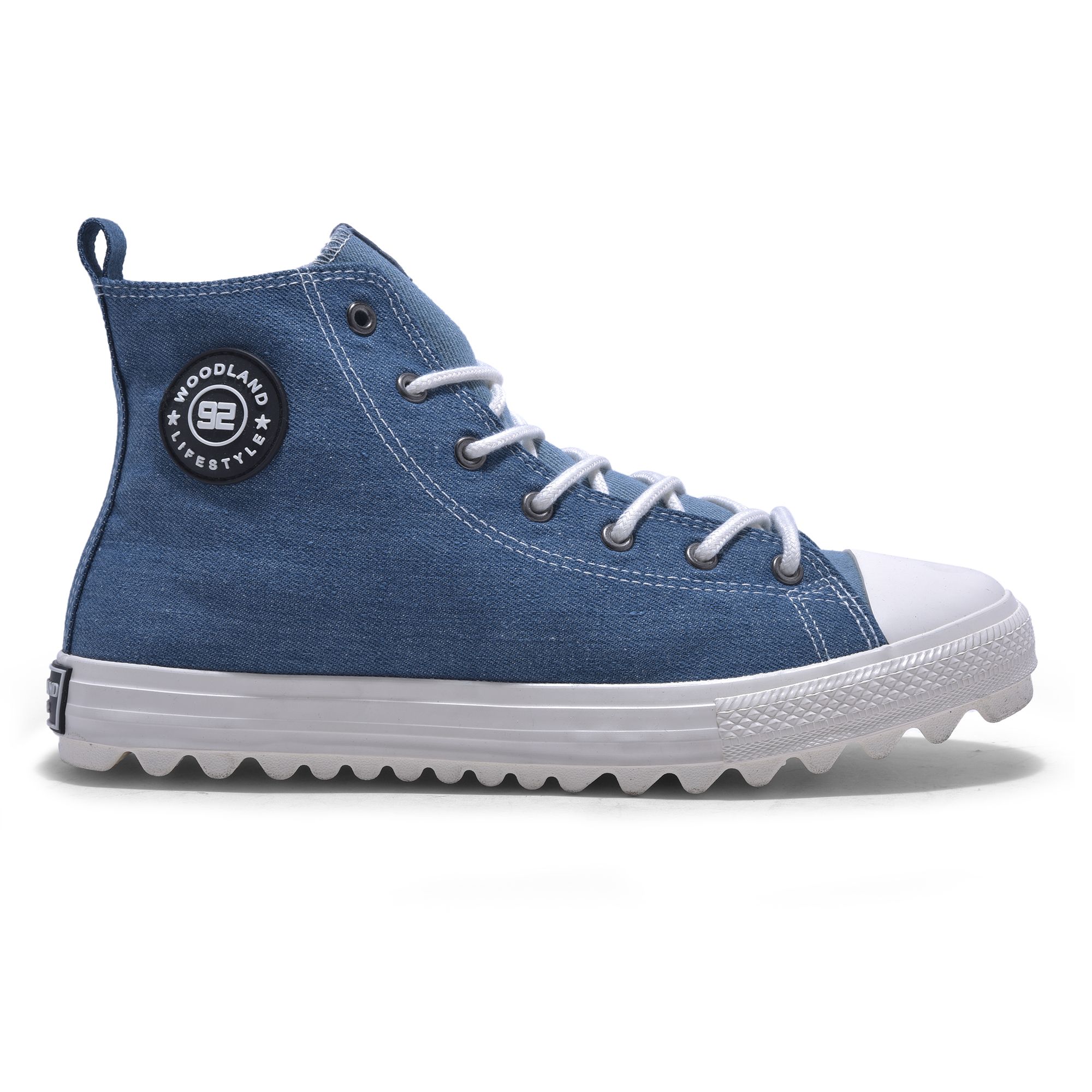 Blue high ankle canvas sneaker for men