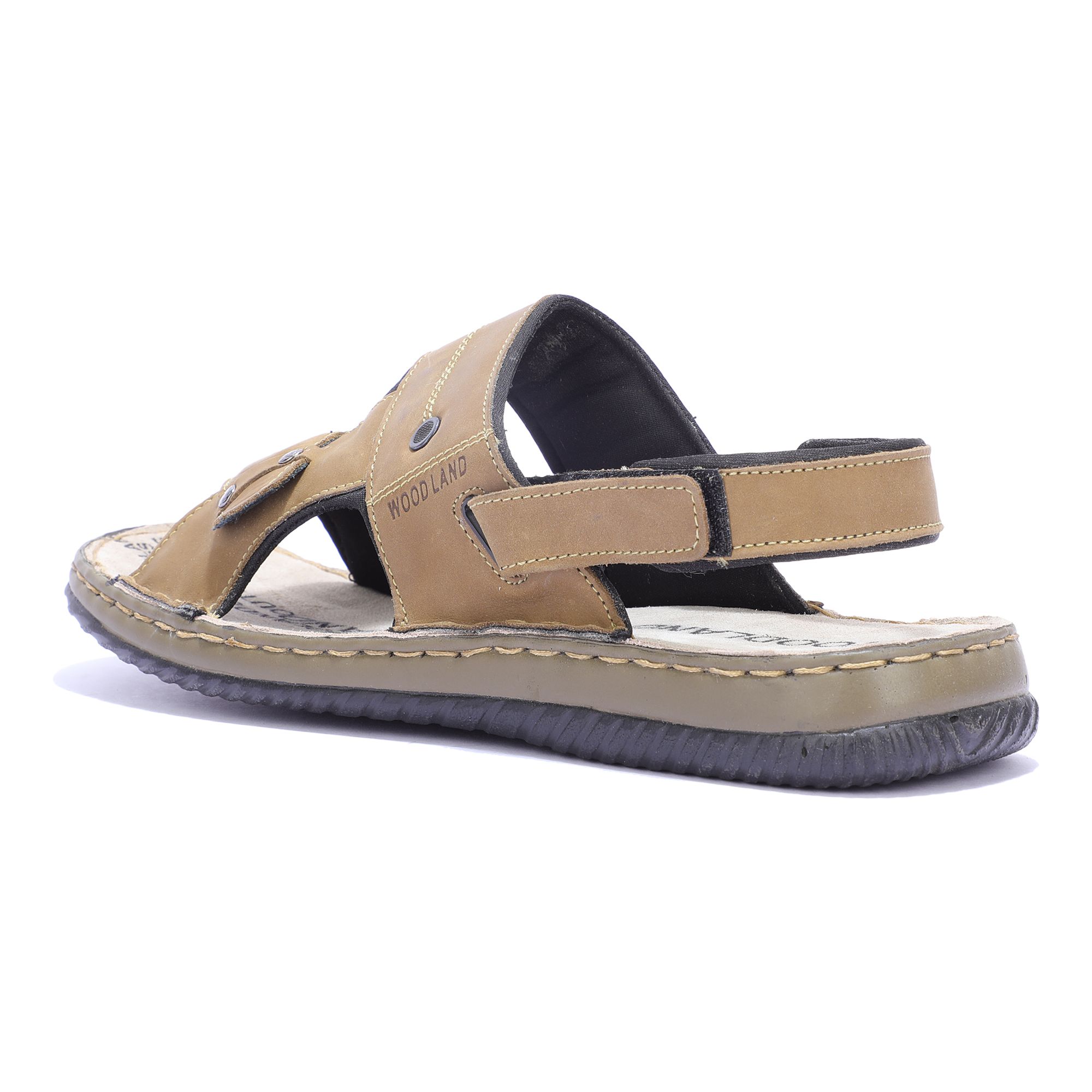 Woodland men's khaki on sale leather sandals and floaters