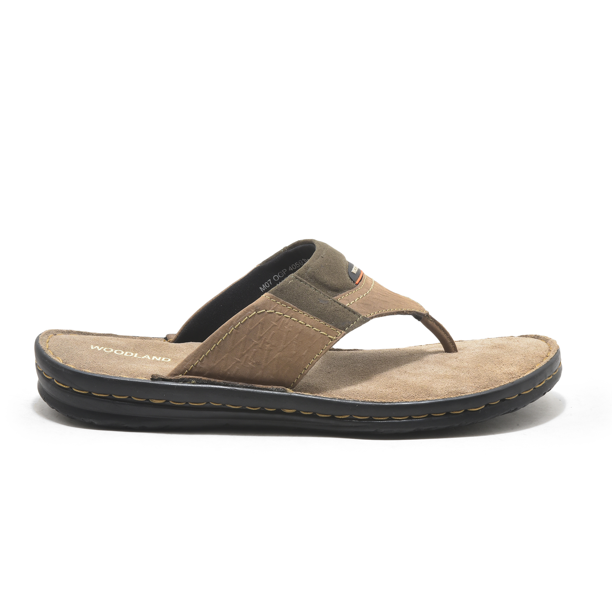 Dubai khaki Leather slipper for men