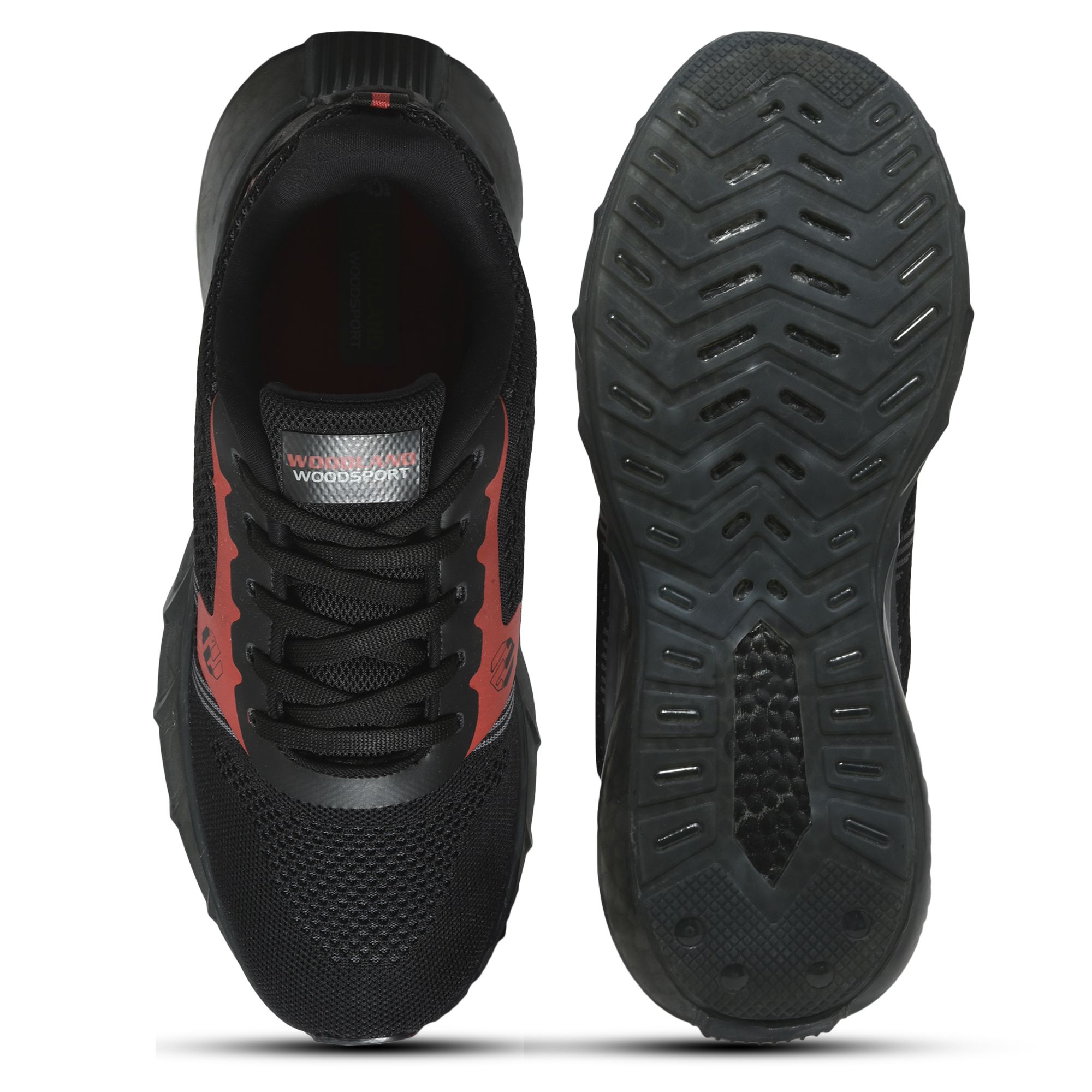 Black/Red Mesh Pu Mens Sports Shoe