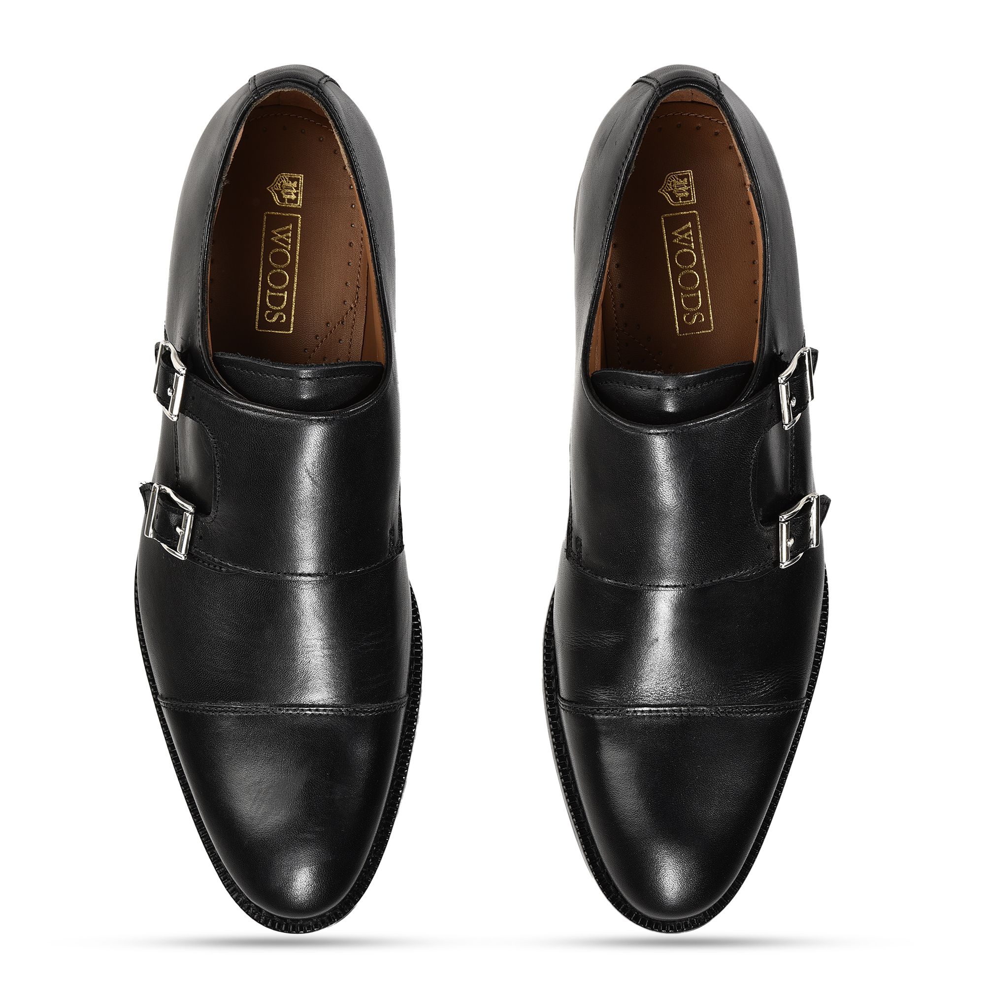 Black monk strap shoes for men