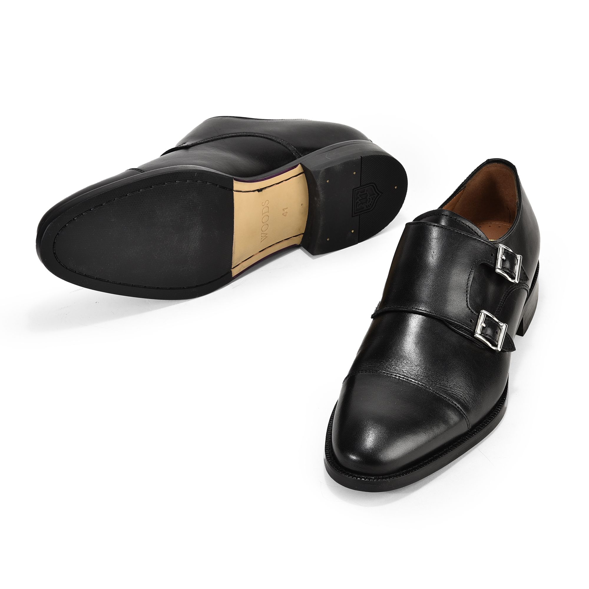 Woodland Black monk strap shoes for men