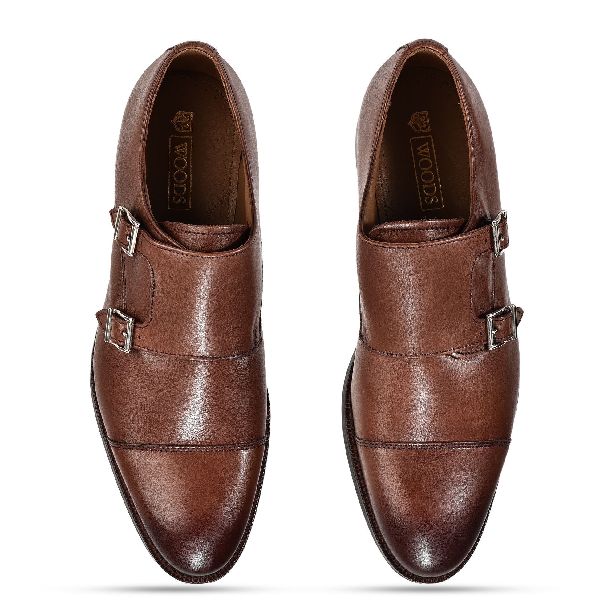 Woodland Tan monk strap shoes for men