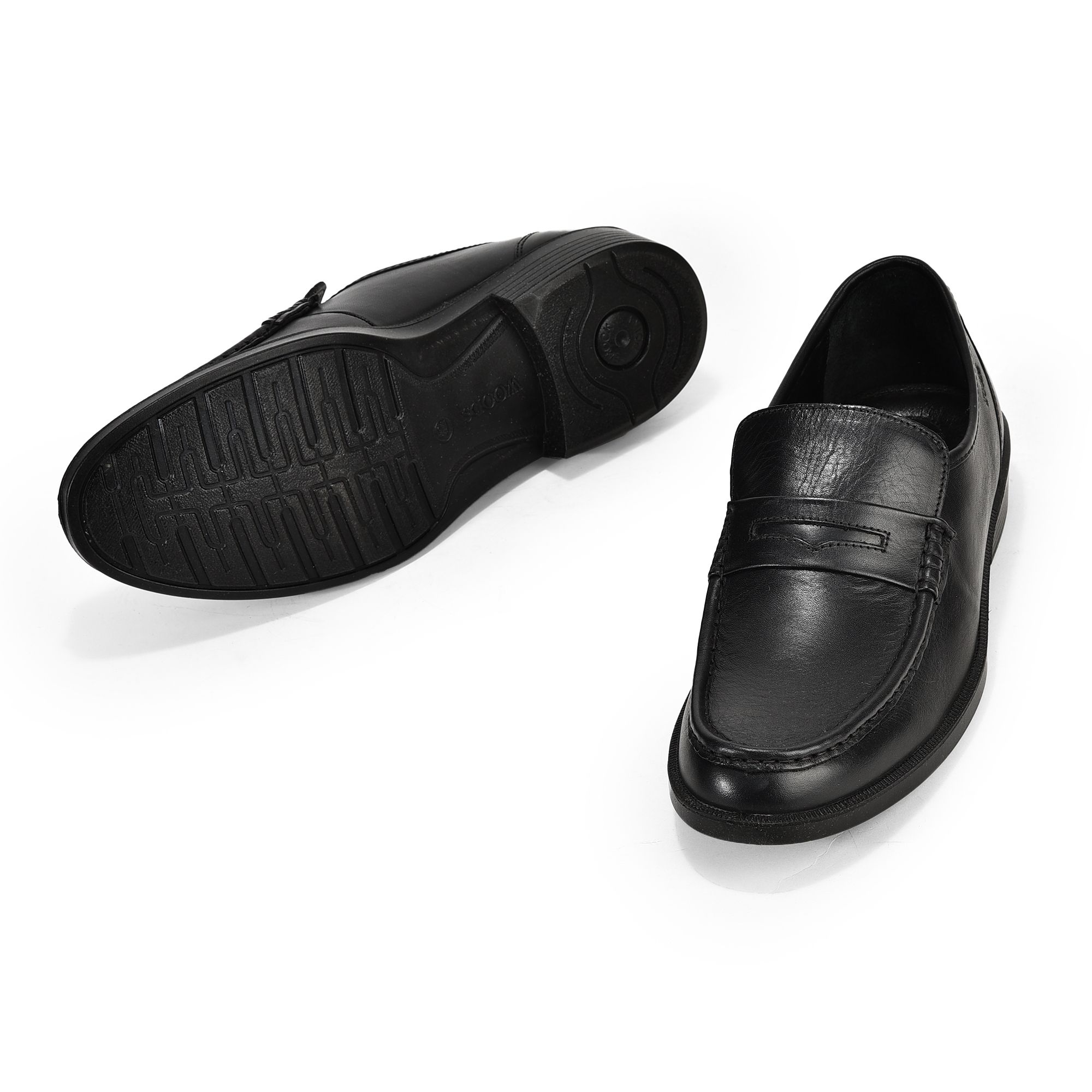Black penny loafers for men