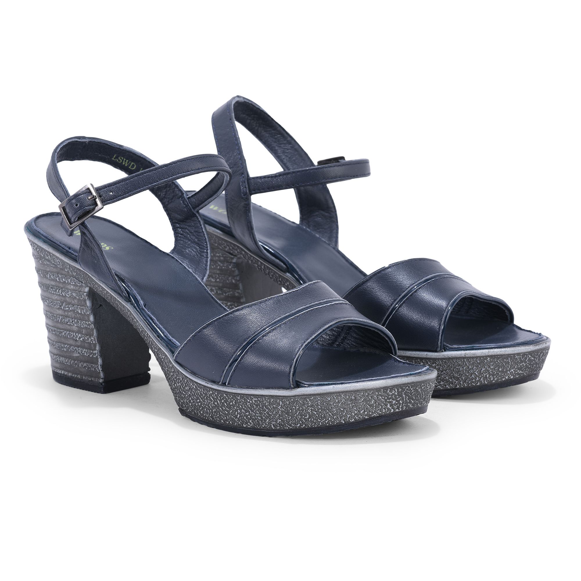 Royal blue block online heel sandals