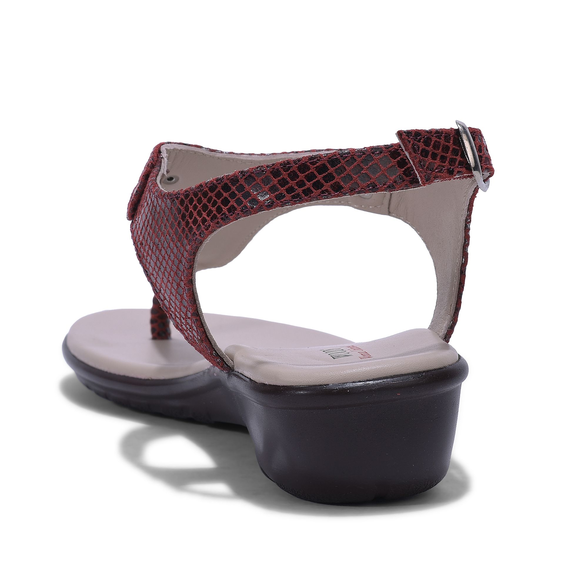 Red T-strap sandal for women