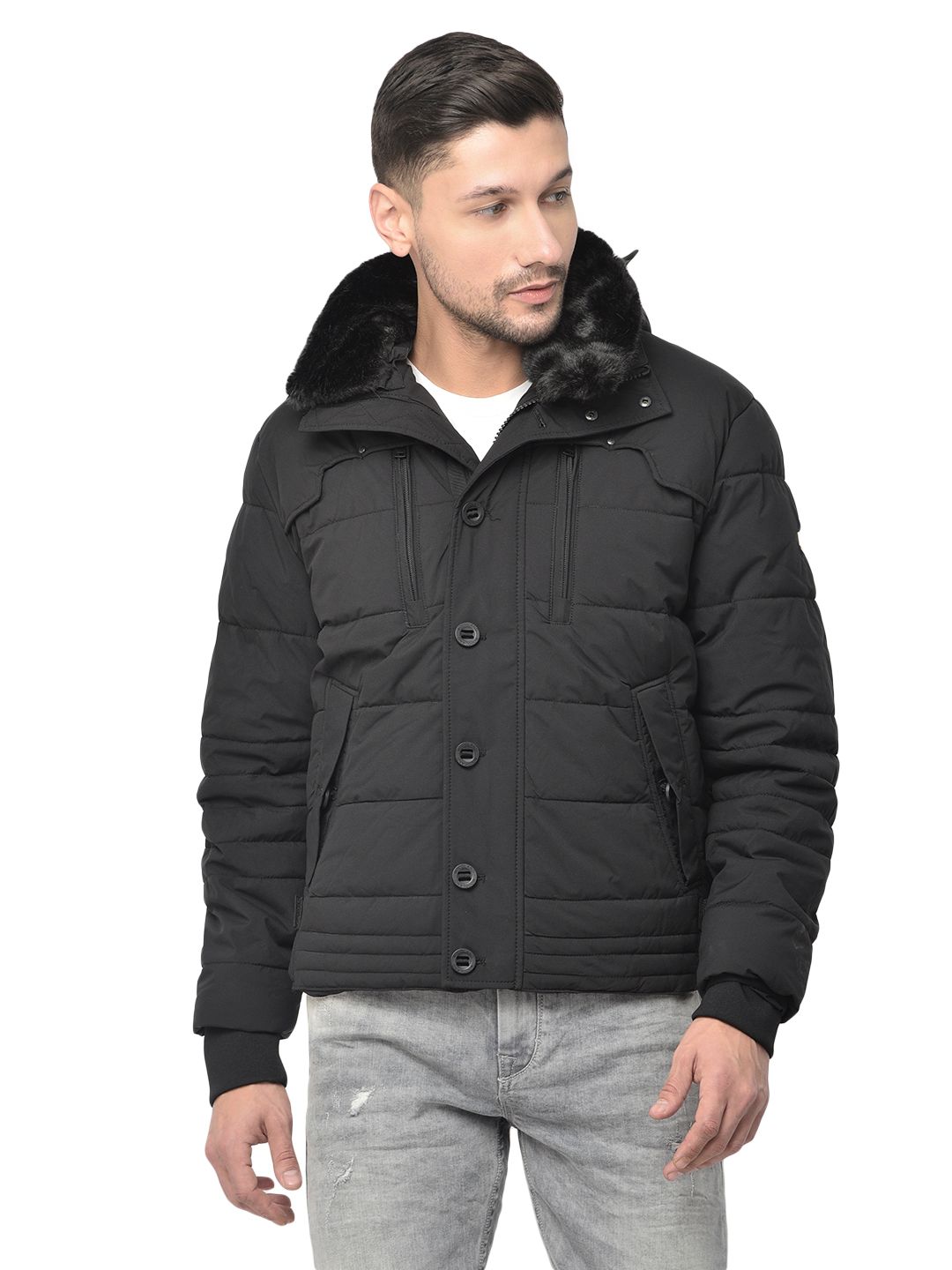 Buy Woodland Mens Polyster Casual Regular Jacket (Black, M) at Amazon.in
