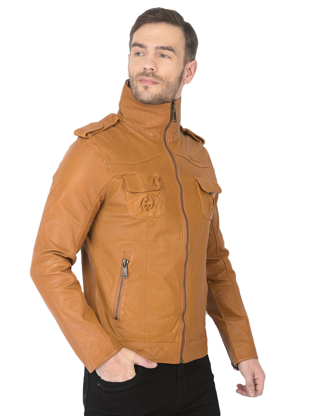 Camel Utility Pocket Cropped Denim Jacket - Elzie – Rebellious Fashion