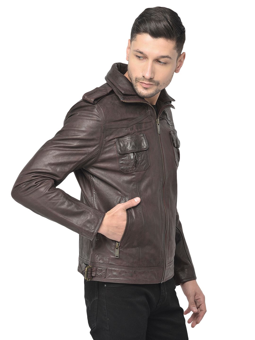Cherry leather jacket for men