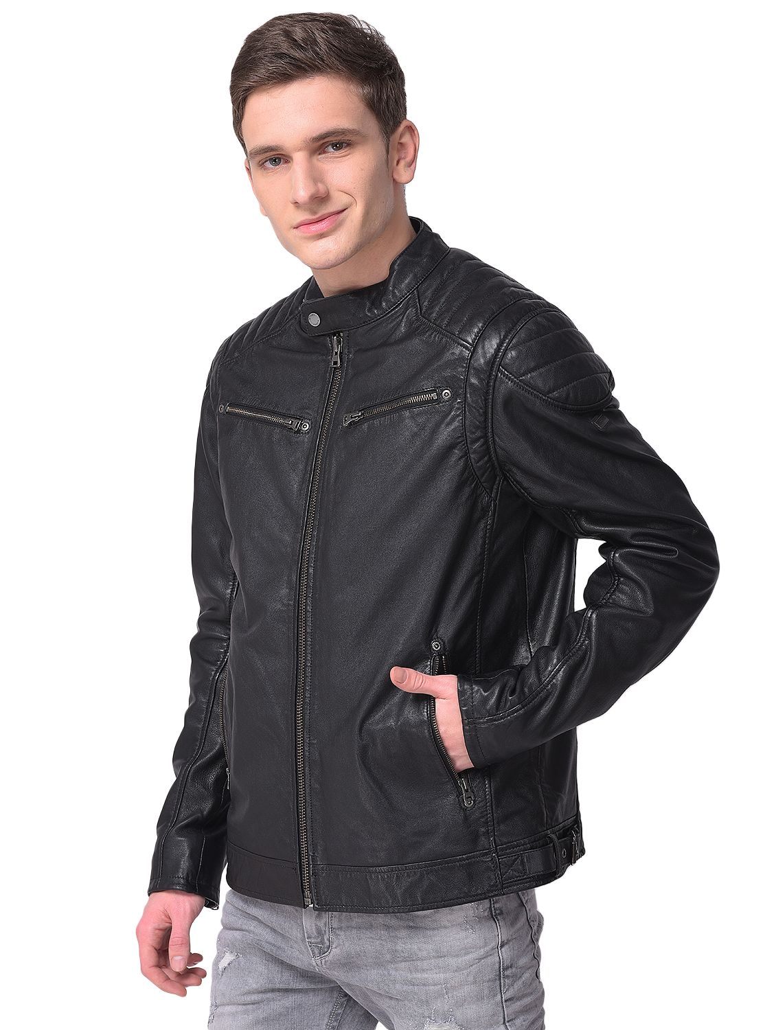 Black leather jacket