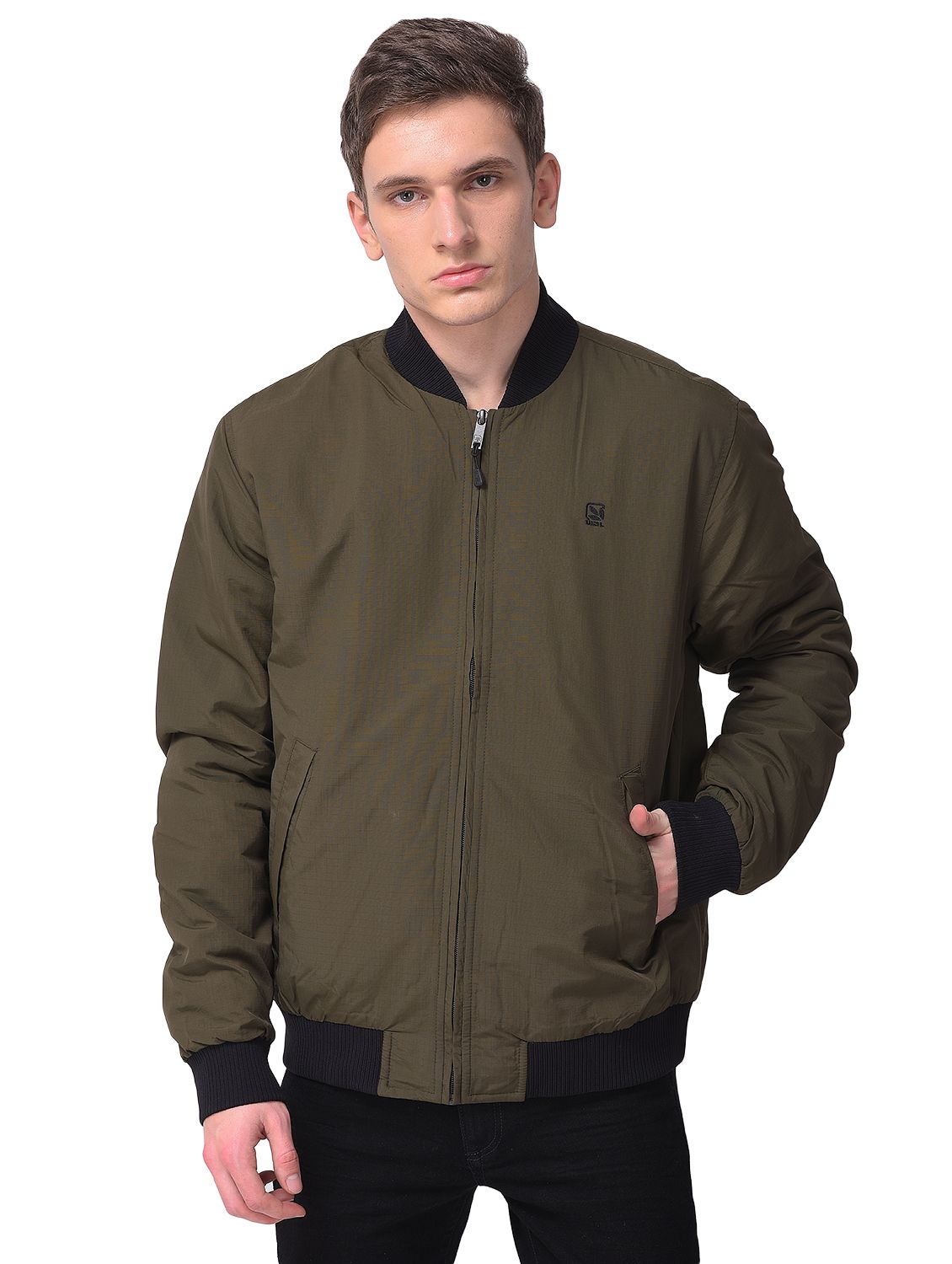 Olive night bomber jacket for men