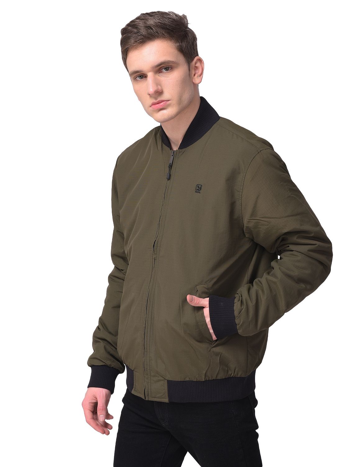 Olive night bomber jacket for men