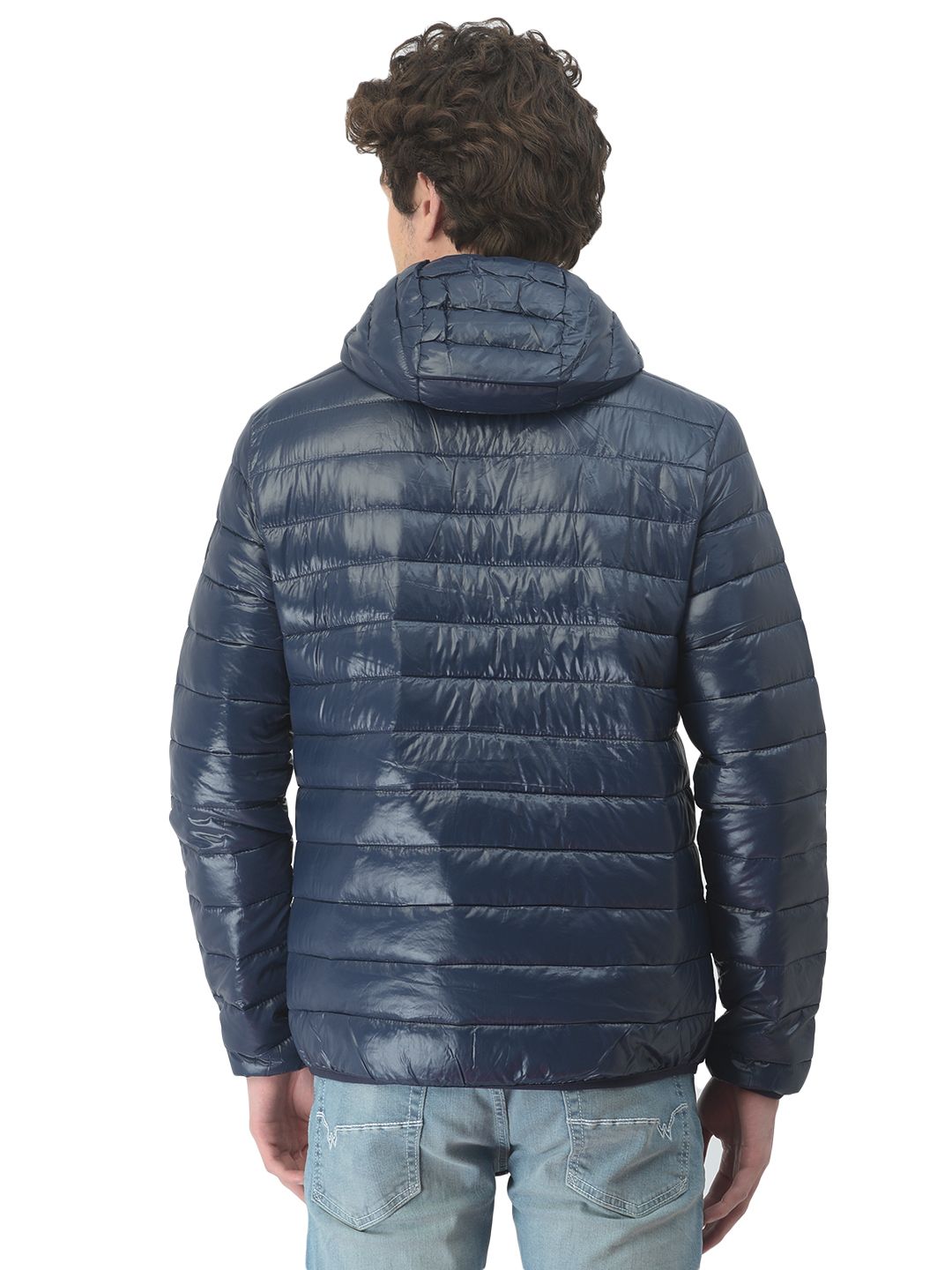 Dark navy quilted jacket for men