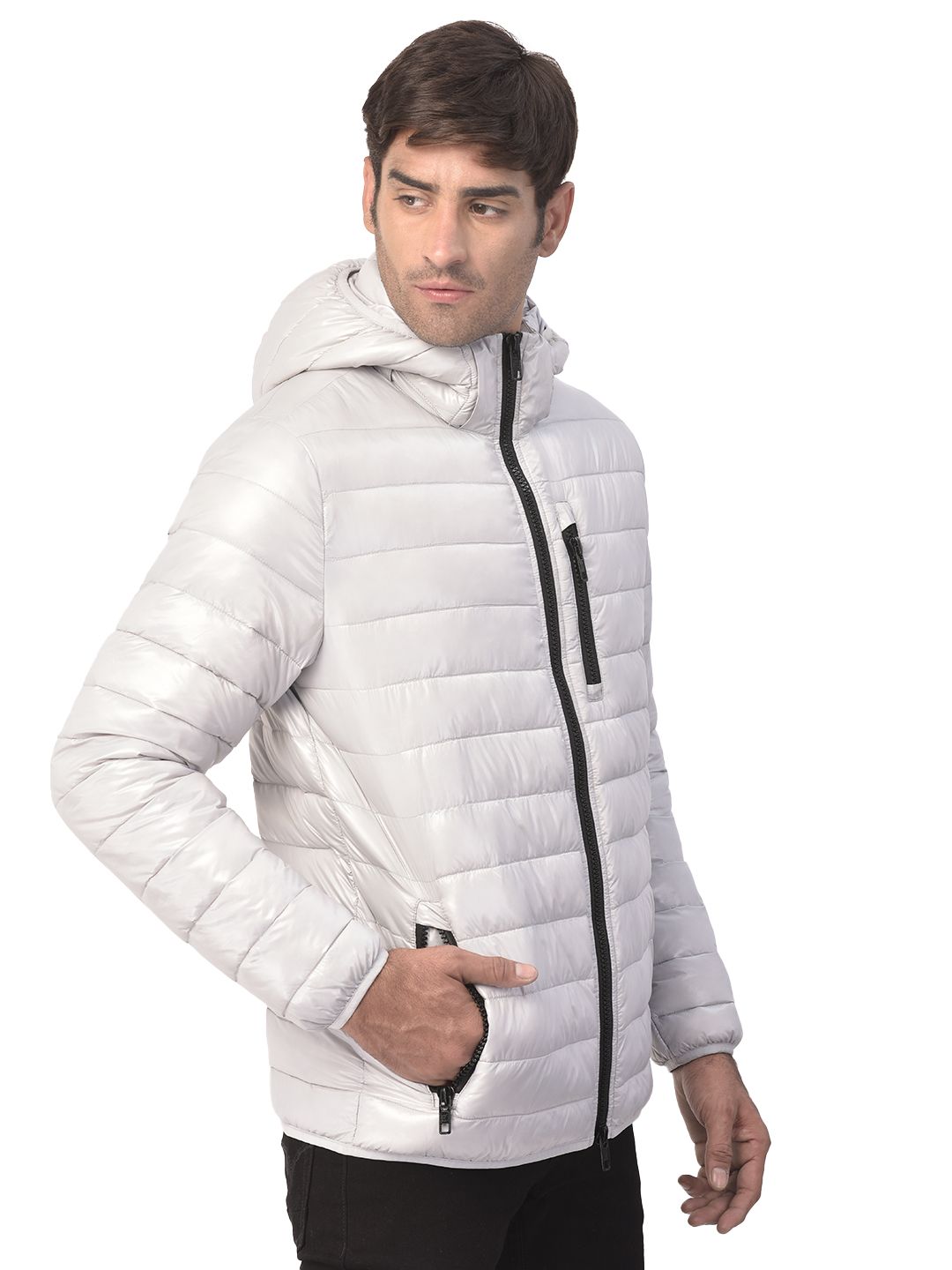 Silver grey quilted jacket for men