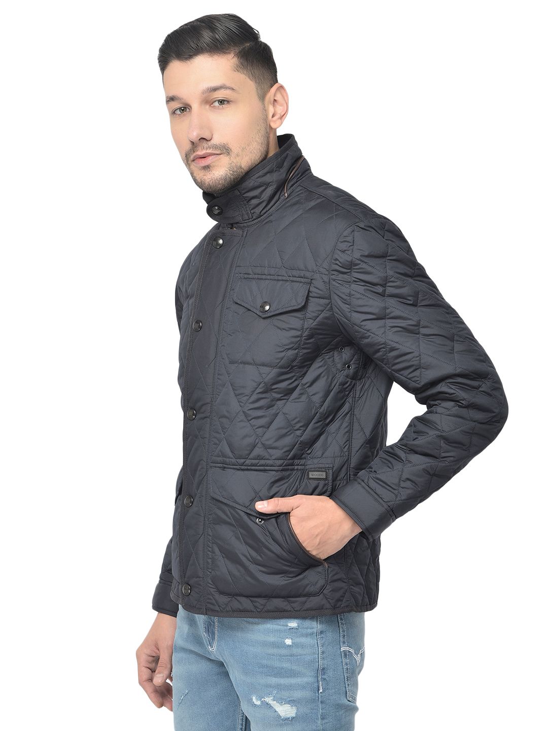 Woods Navy Full sleeve Fake Down Jacket