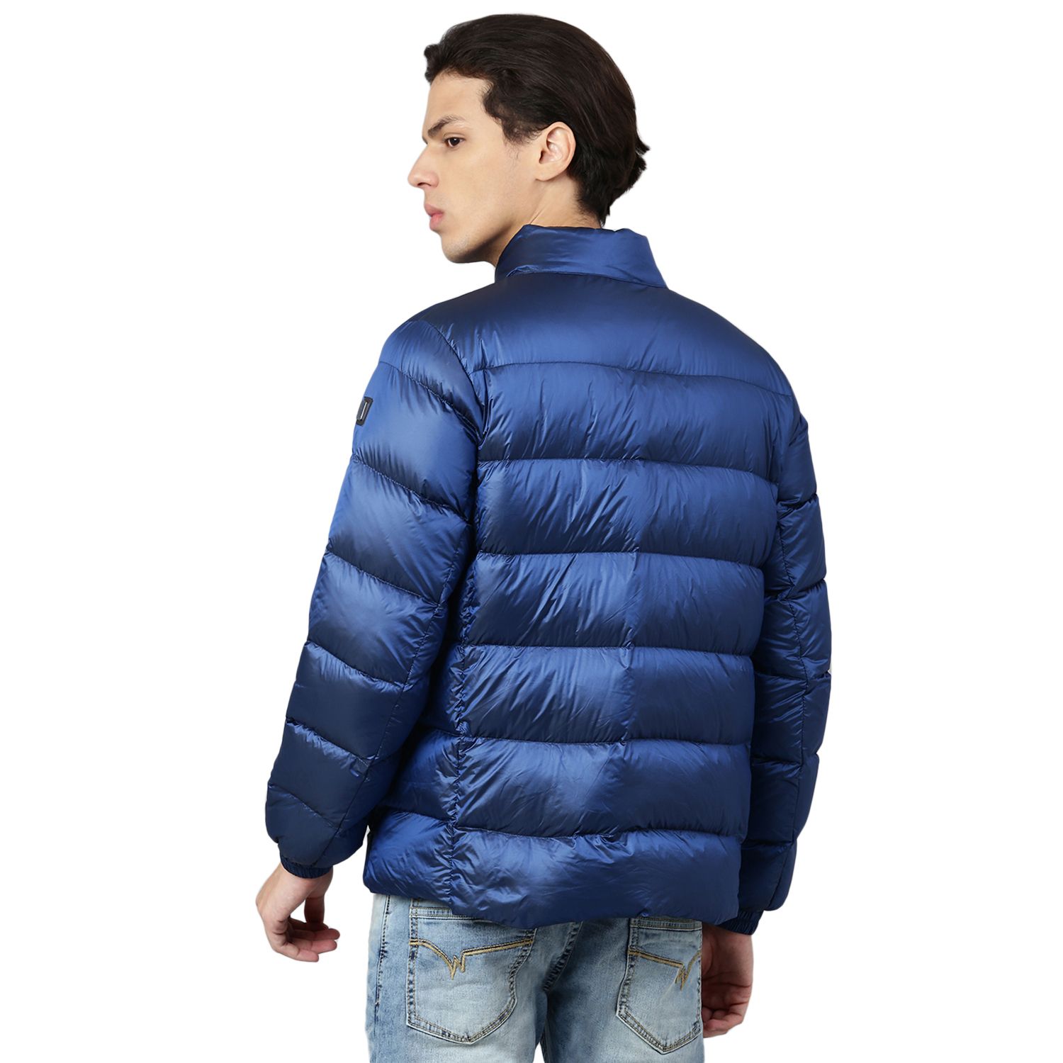 Indigo blue puffer down jacket for men