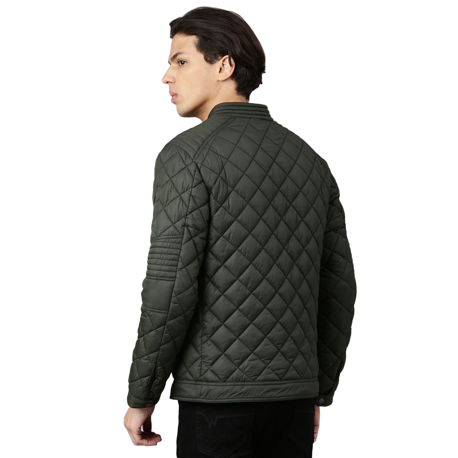 Forest night mandarin collar quilted jacket for men