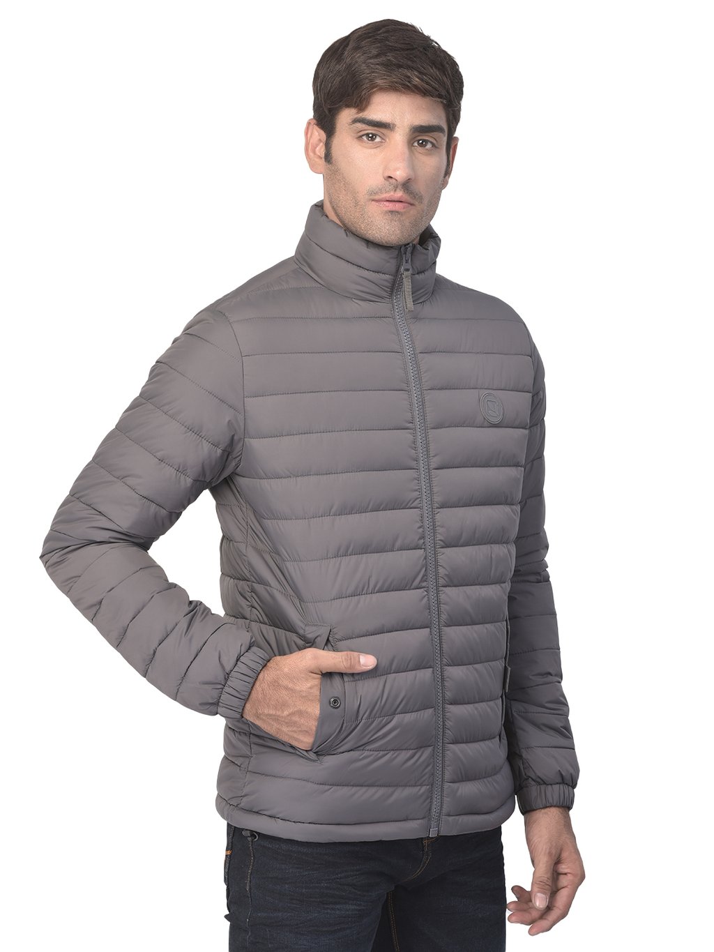 Grey Quilted Jacket for Men