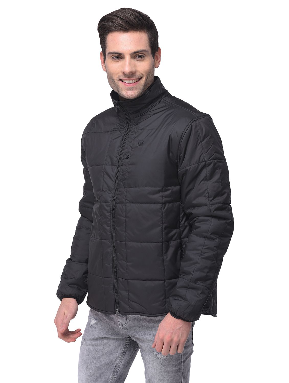 Black quilted jacket for men