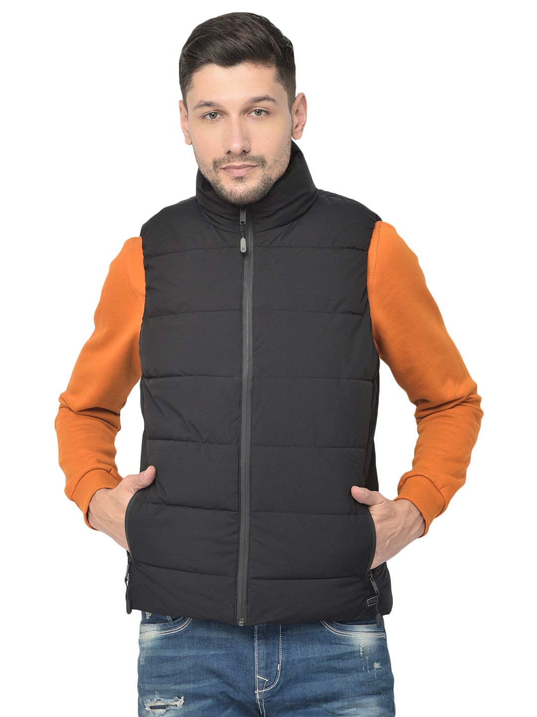 Buy online Men Solid Black Sleeveless Cotton Casual Jacket from Jackets for  Men by V-mart for ₹560 at 30% off | 2024 Limeroad.com