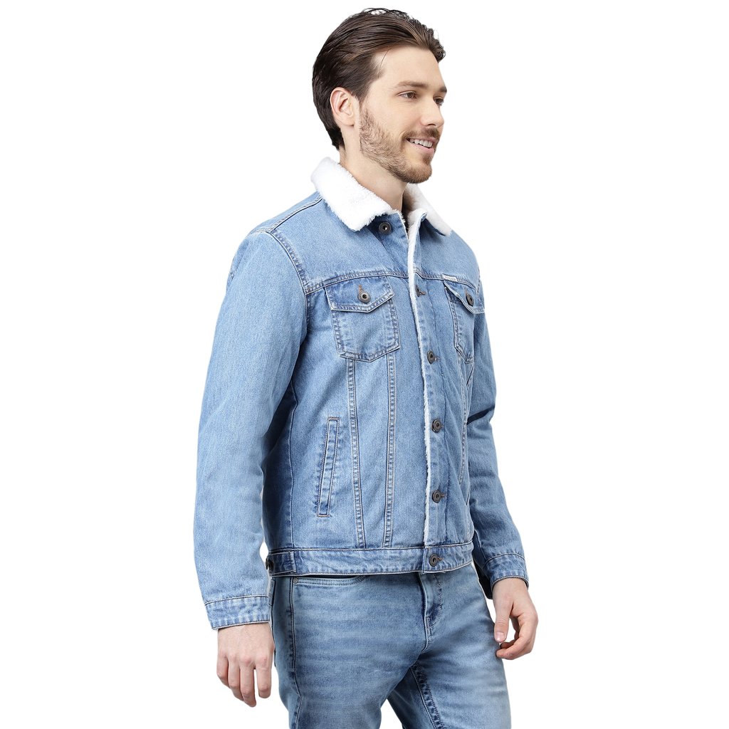 Ash & Erie Vintage Blue Wash Denim Jacket for Short Men