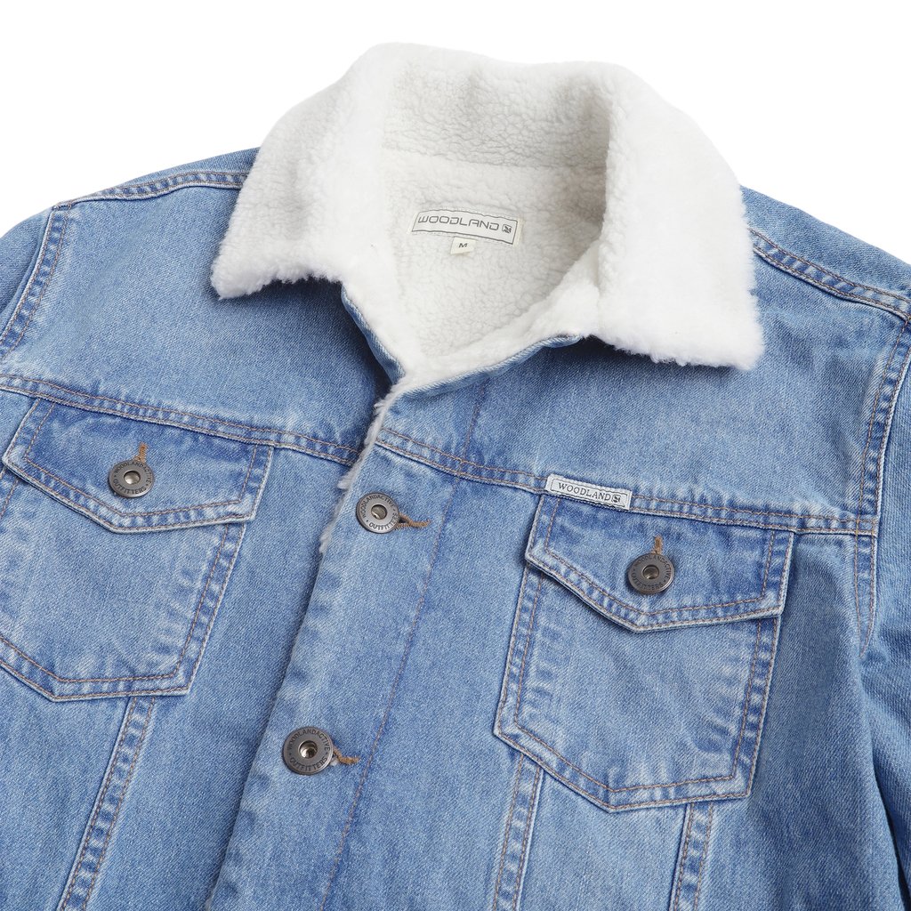 Ladies Fleece Lined Sherpa Denim Jacket Faux Fur Collar Top Coat Slim Blue  | eBay