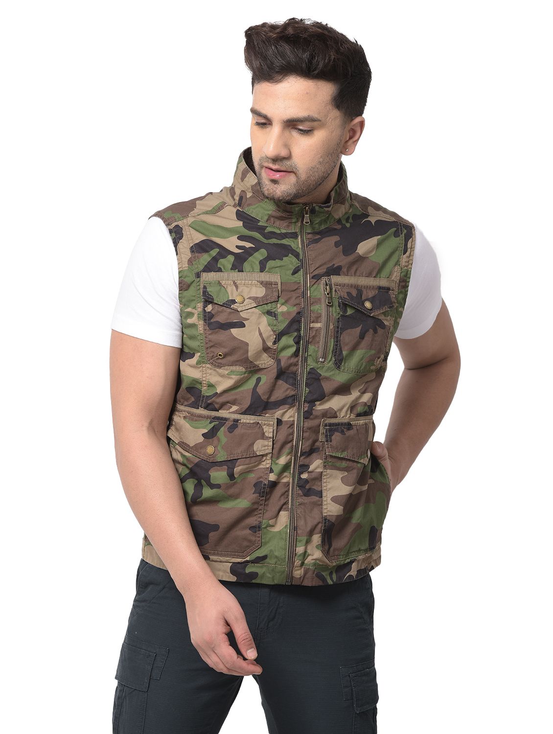 Camouflage hot sale sleeveless jacket