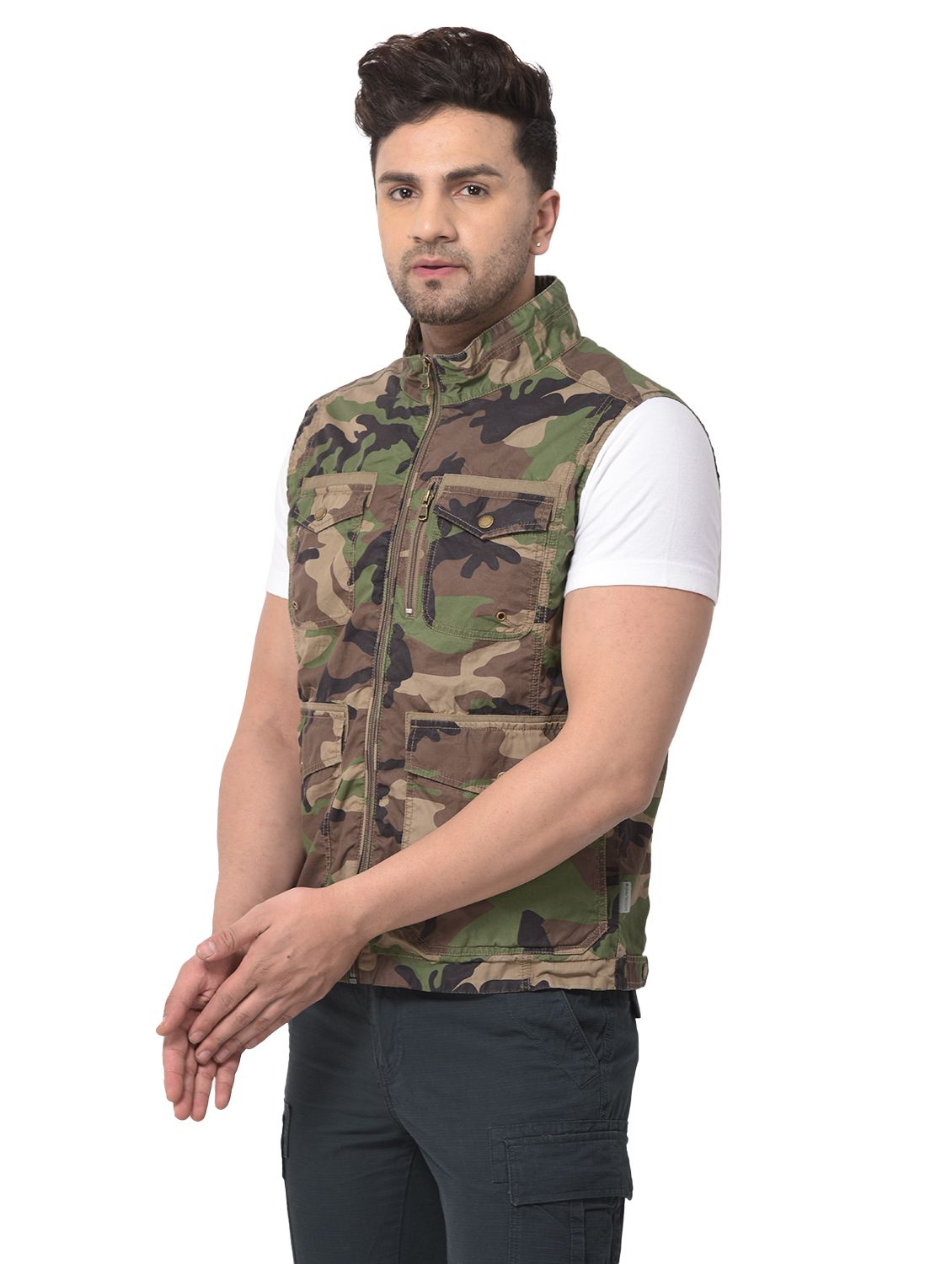 Army green clearance sleeveless jacket