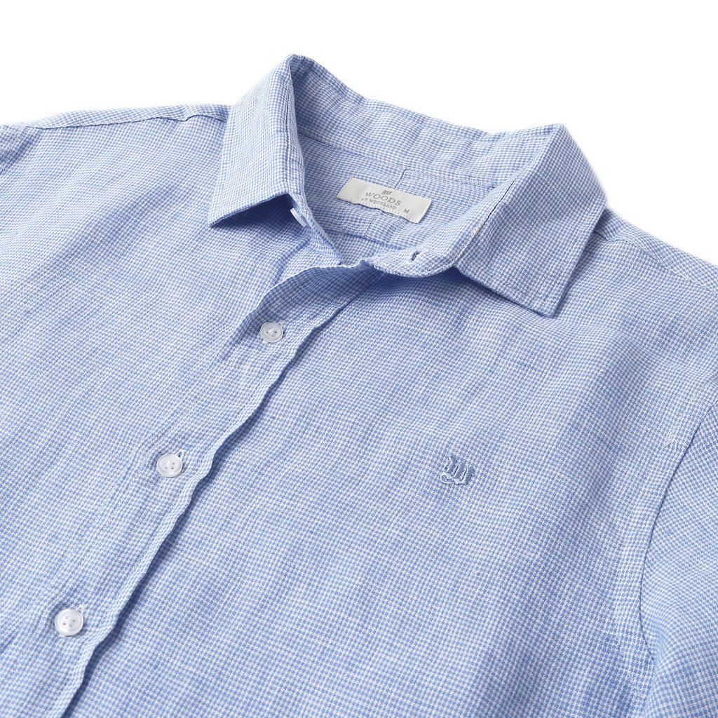 Blue/White Linen Shirt for Men