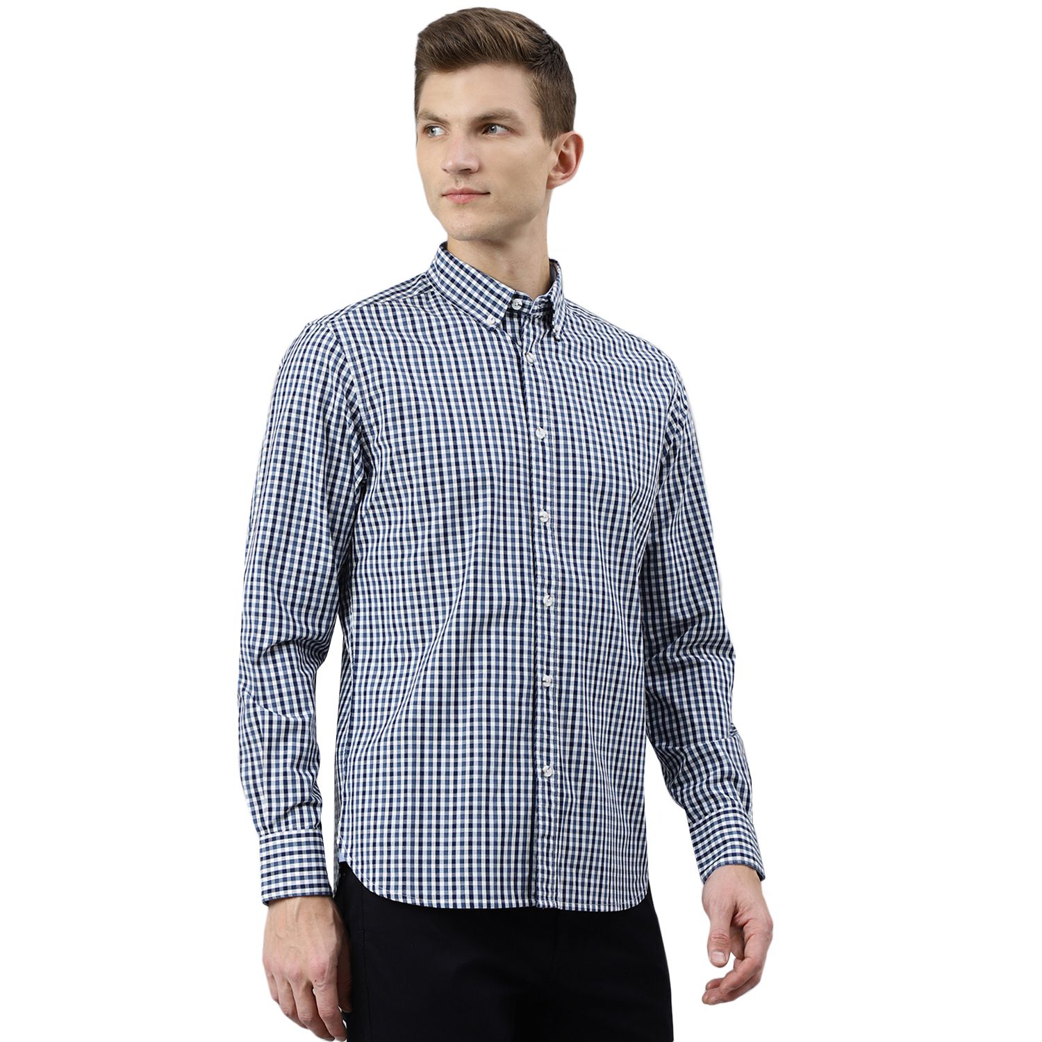 White/Navy Check shirt for men