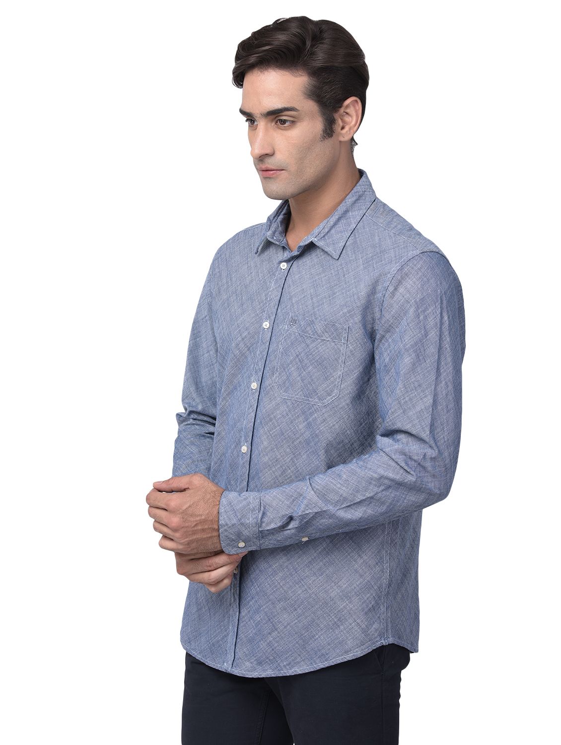 Denim blue long sleeves shirt