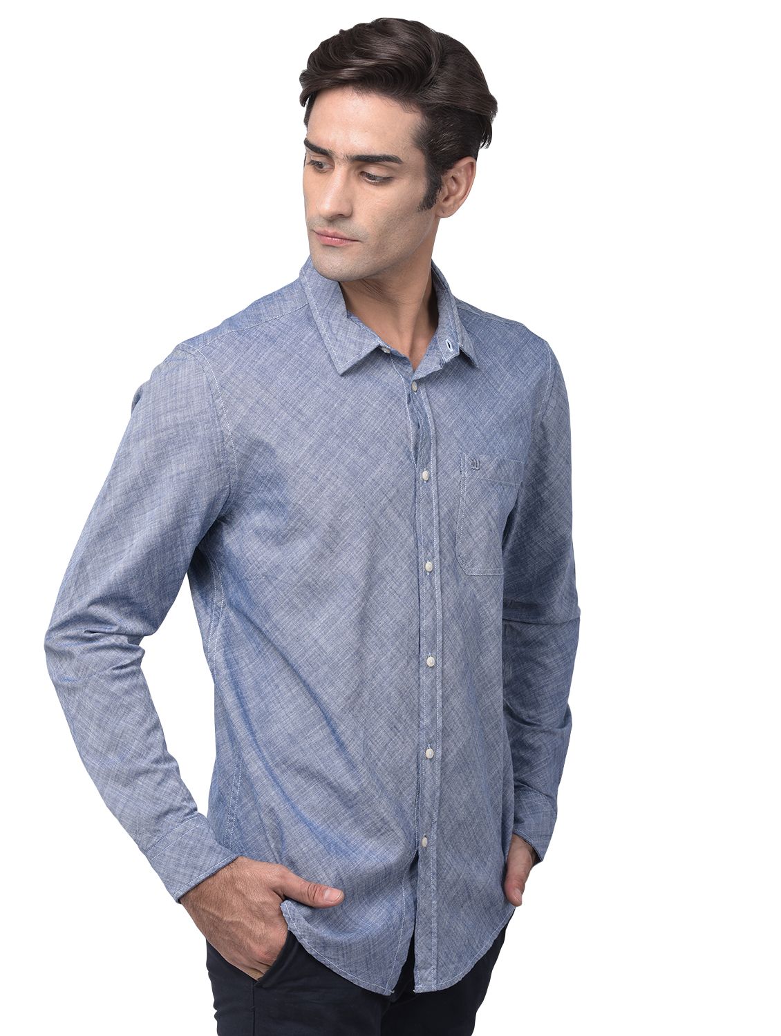 Denim blue long sleeves shirt