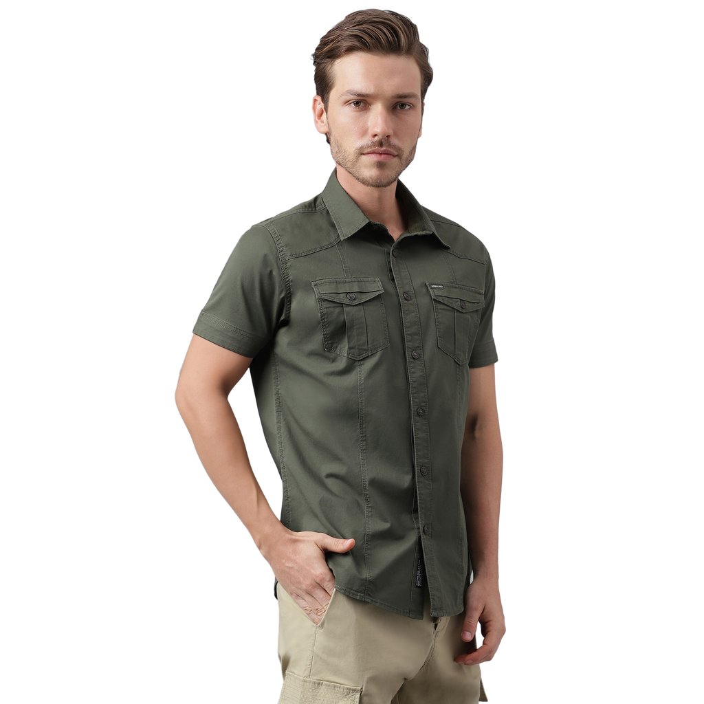 Olive Short sleeve shirt for men