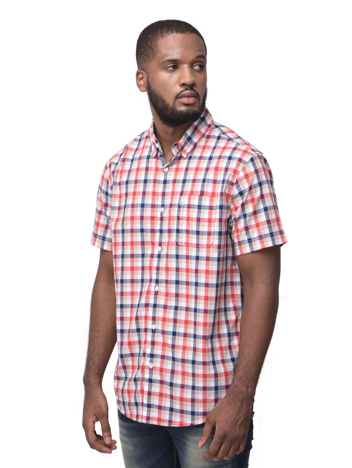 Red/Beige check half sleeves shirt