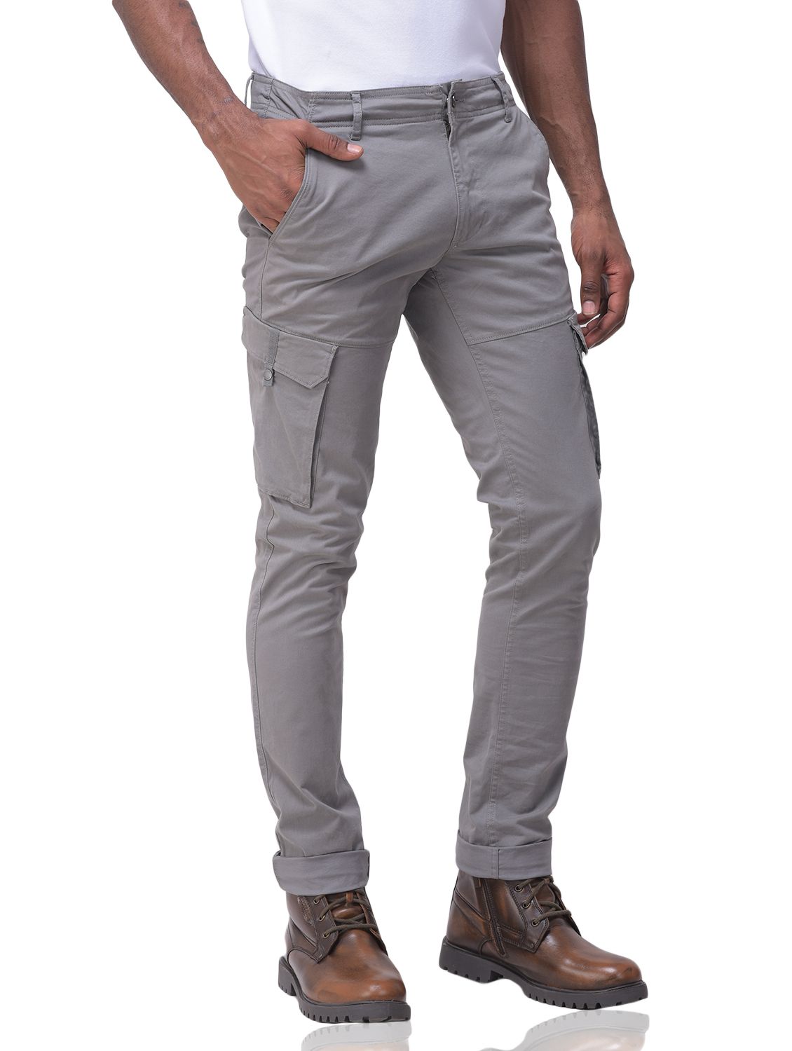 GREY cargo trousers for men