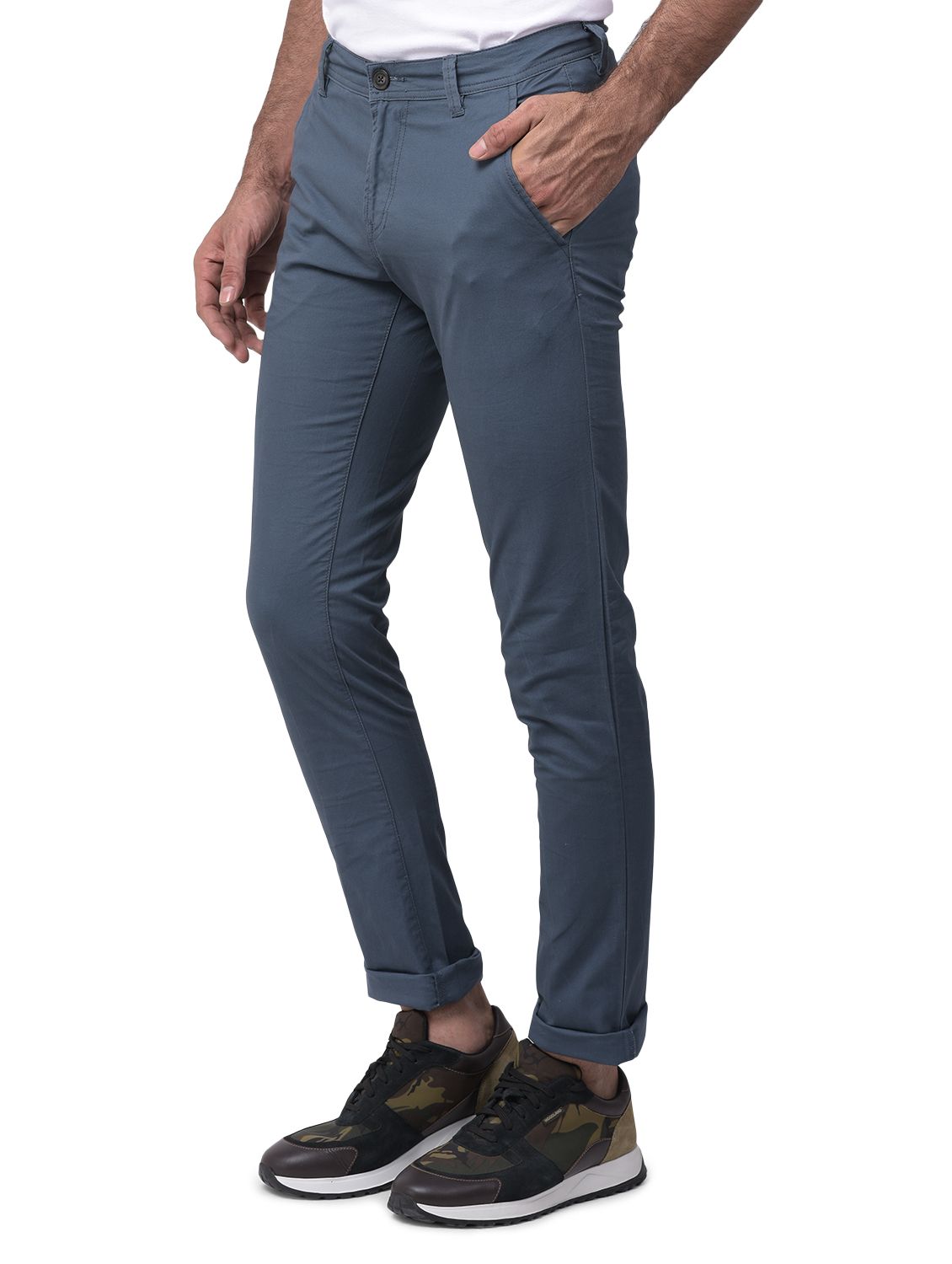 Indian teal chino trousers for men