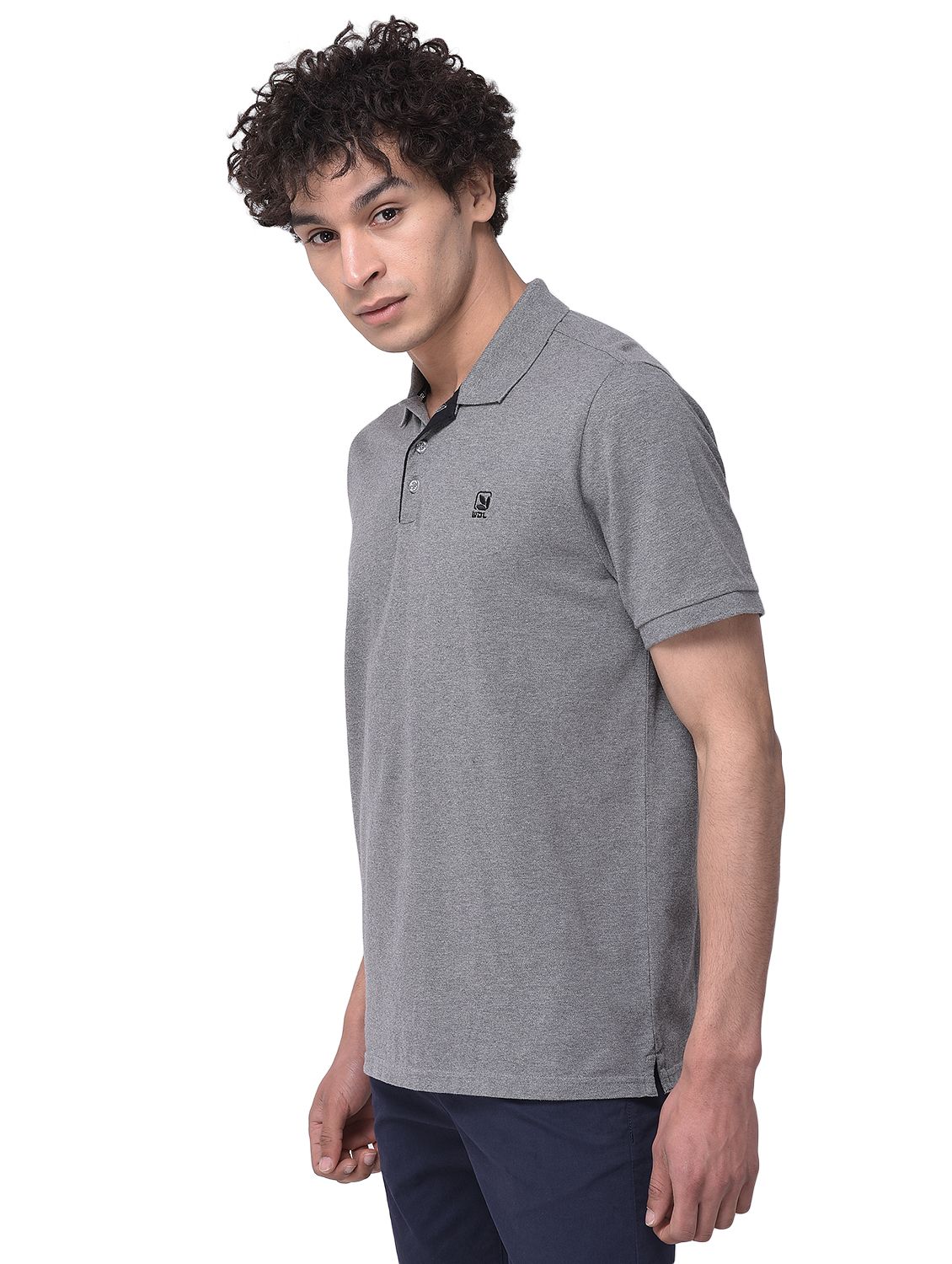 Medium grey polo neck t-shirt for men