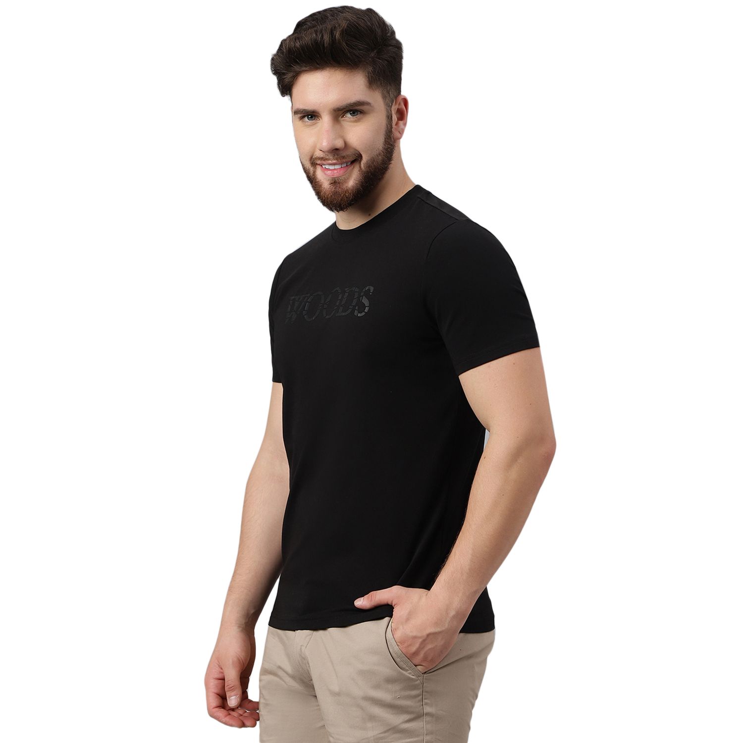 Black round neck t-shirt for men