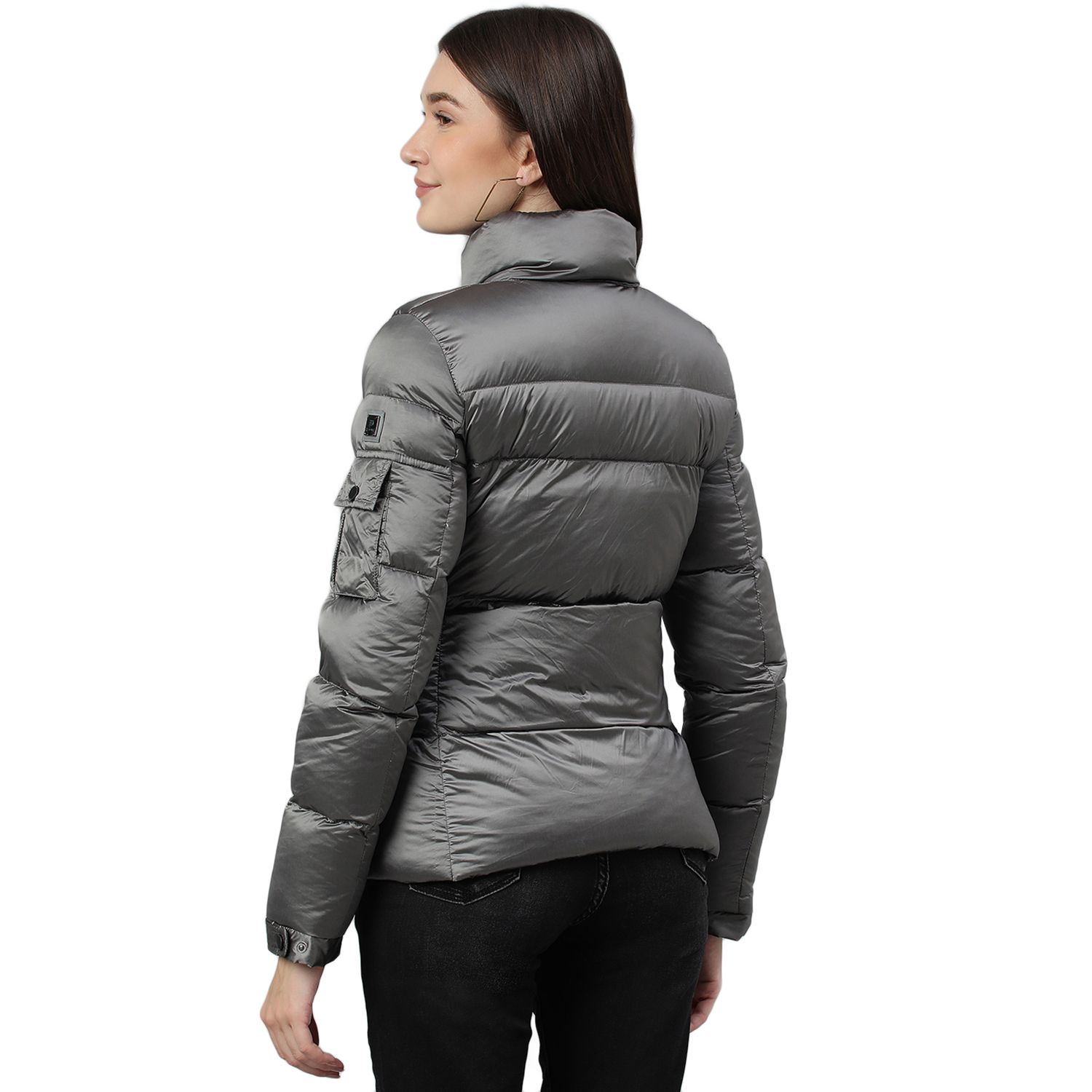 Charcoal Grey Quilted down Jacket for Women