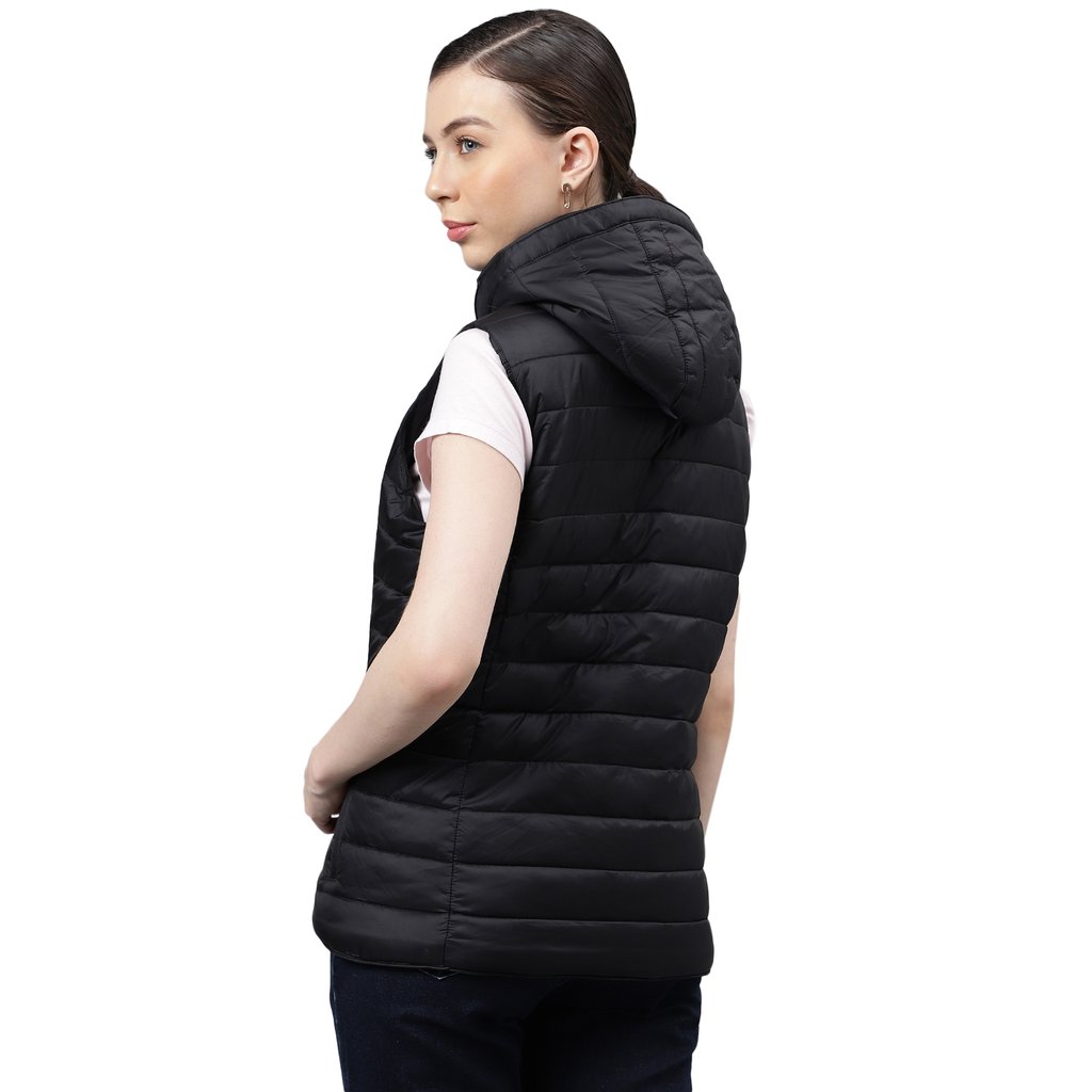 Black Sleeveless Jacket for Women