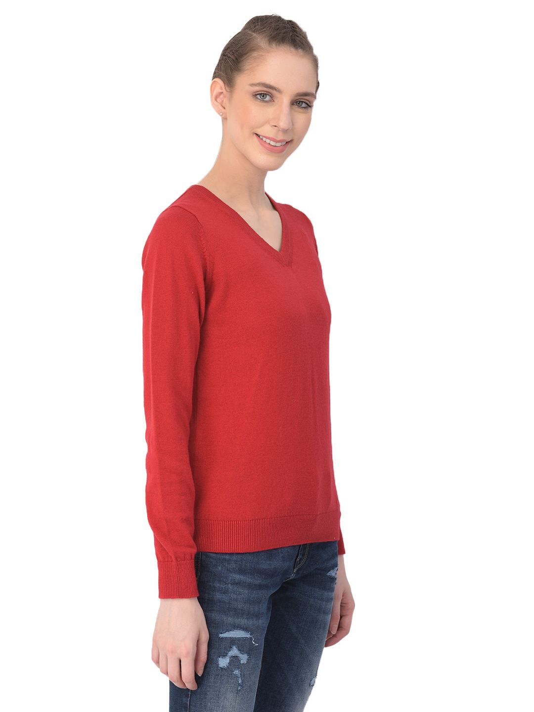 Tango Red v neck pullover sweater