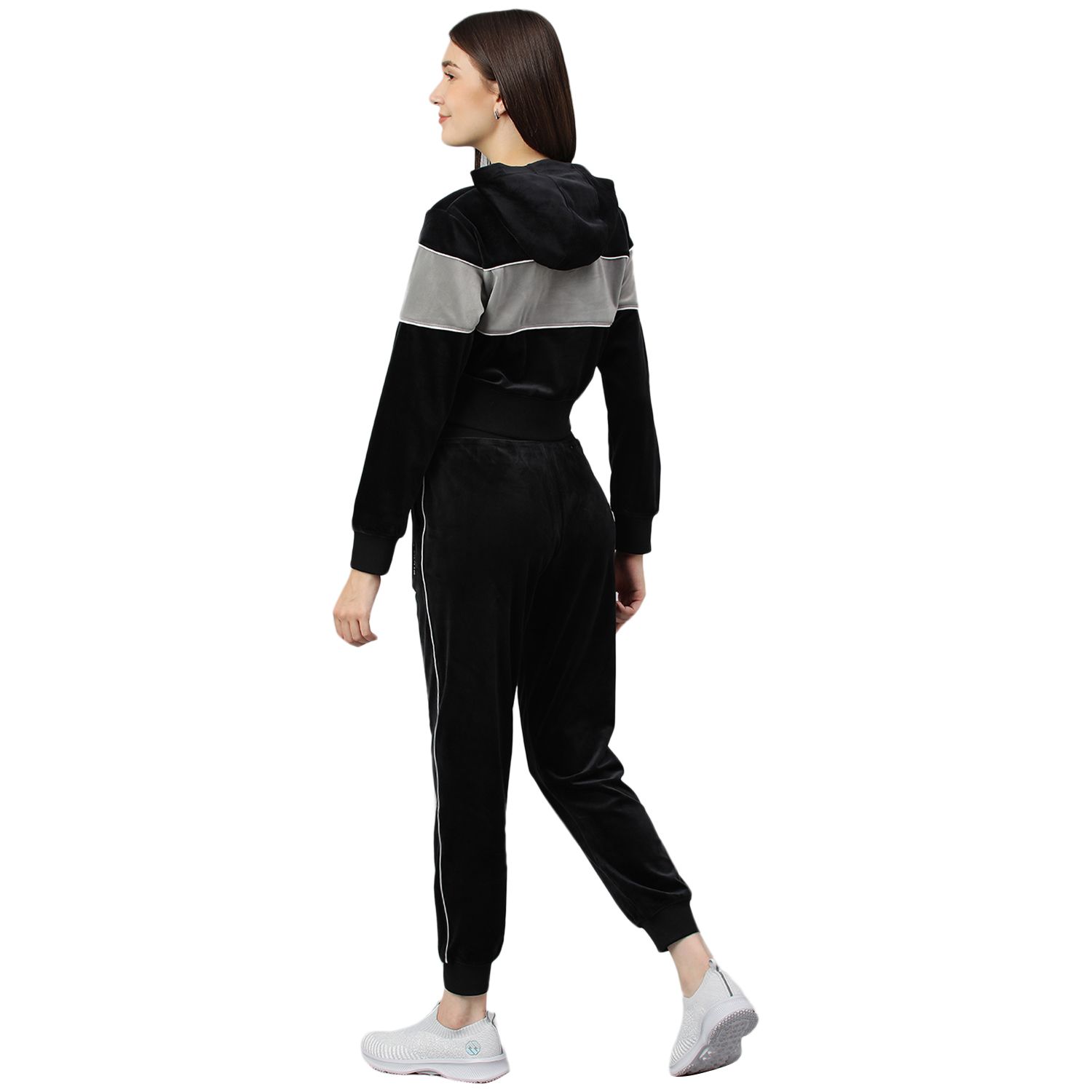 Black/Agrey velour track suit for women