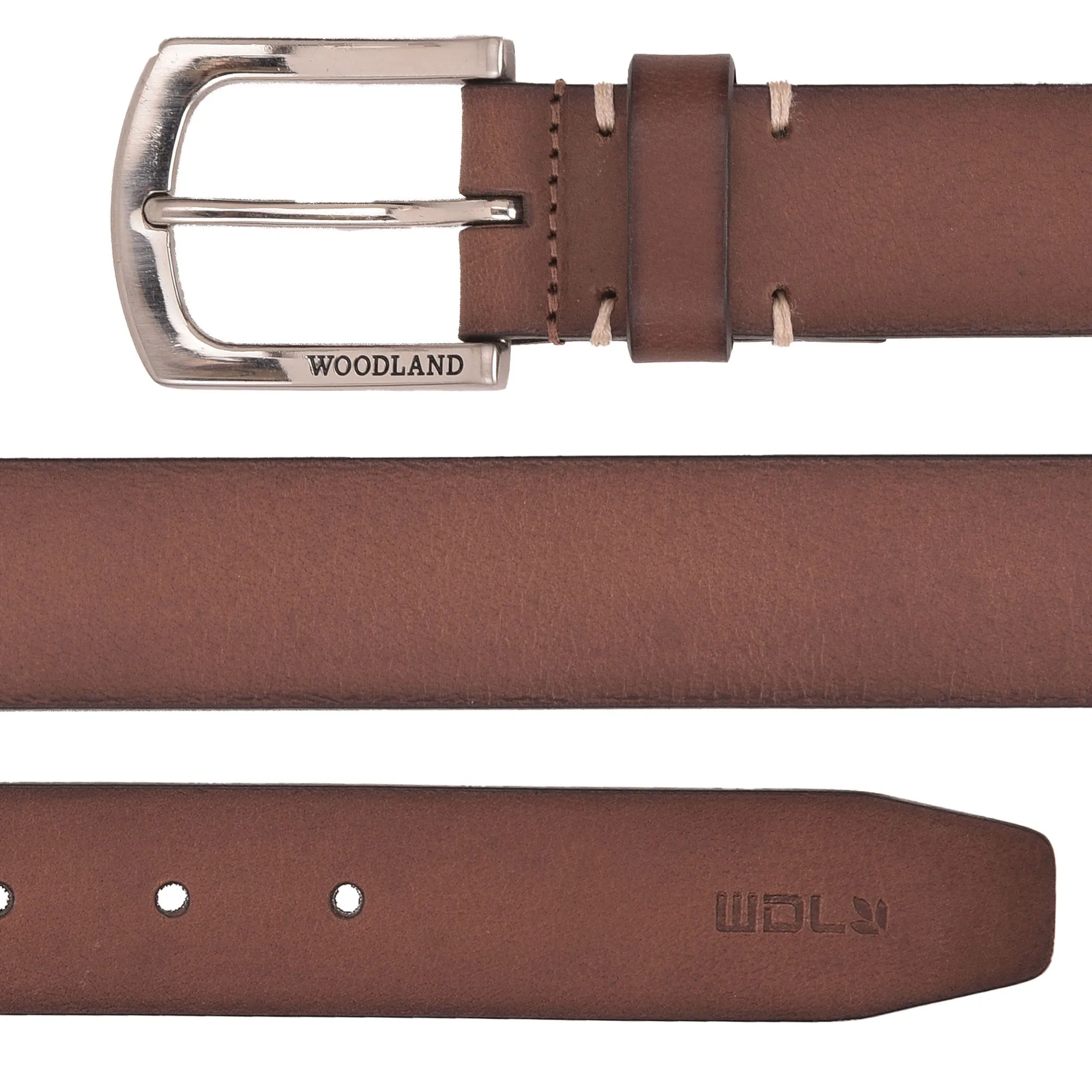 Brown men's leather belt - Thumbnail 2