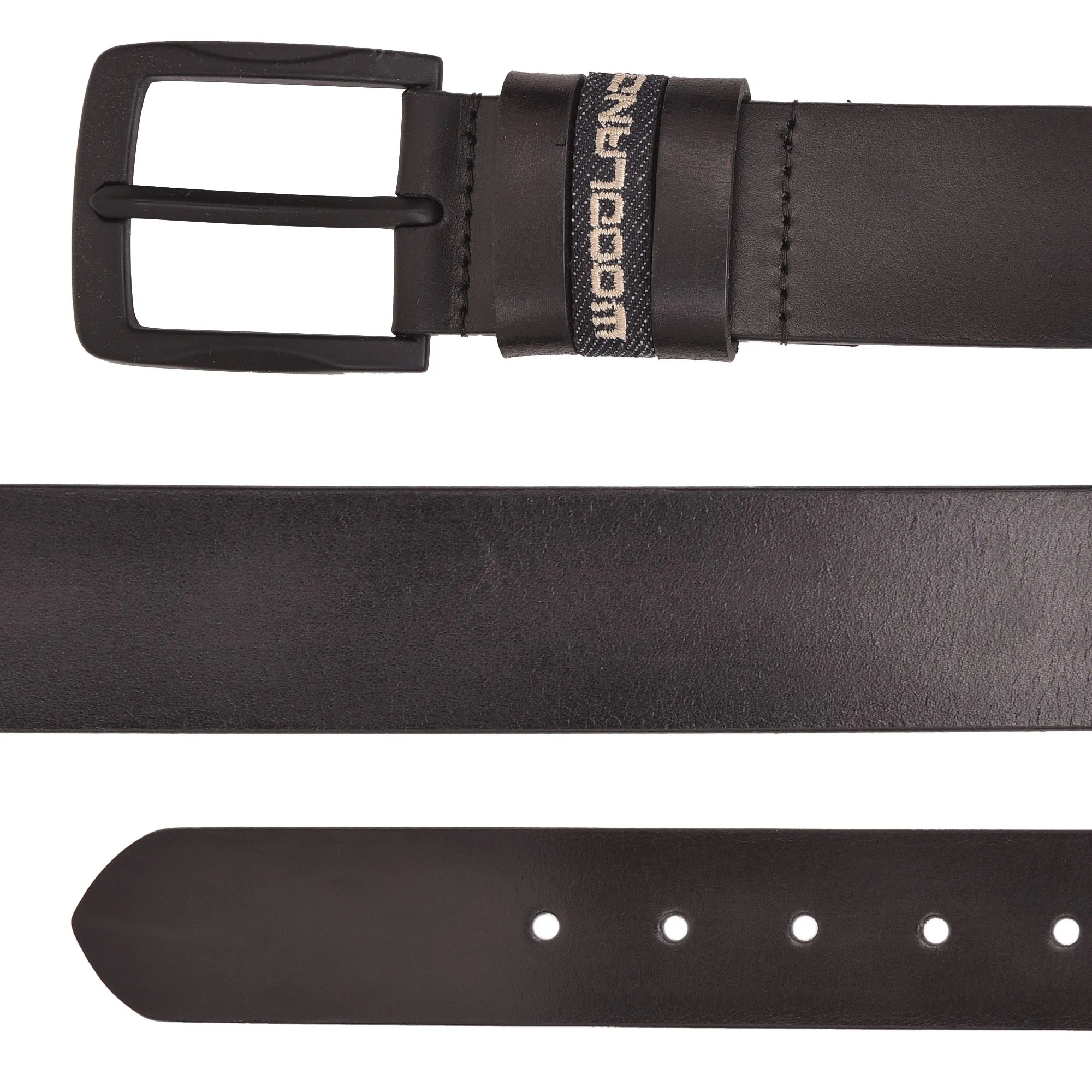 Black men's leather belt - Thumbnail 2